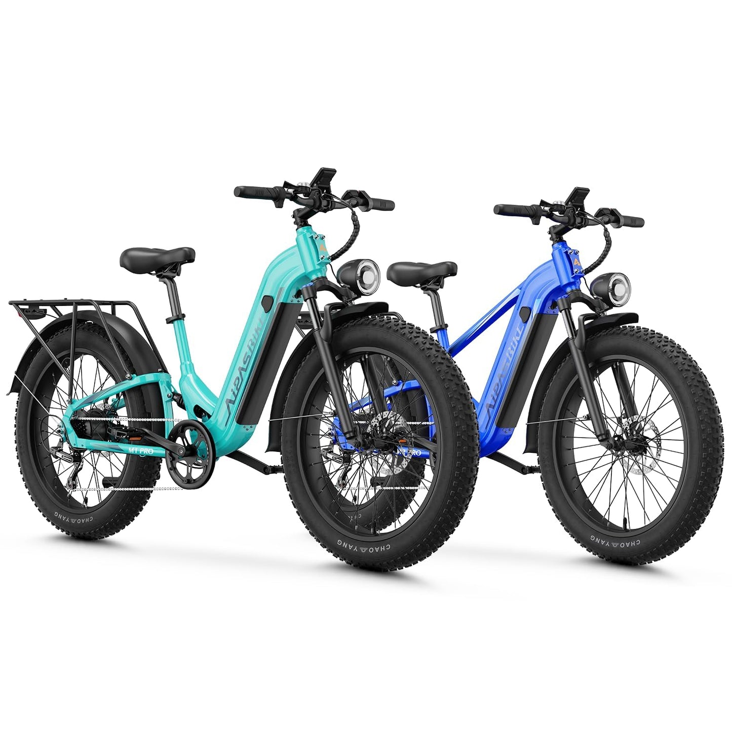 M1 Pro & M2 Pro Electric Bike Combo, 1800W Peak Motor Fat Tire EBikes for Adults, 36MPH Electric mountain Bike with 48V 17.5Ah Battery, 26" x 4.0" All-Terrain Tires, 7 Speed, 85 Miles Long Range