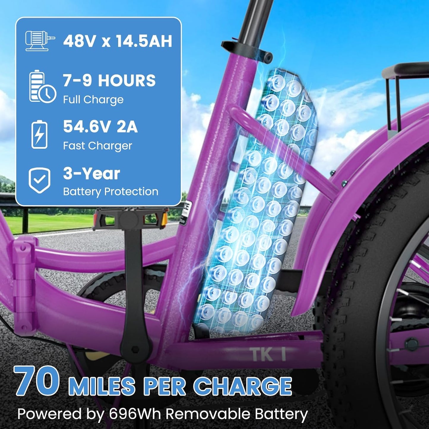 MOONCOOL Electric Trike, Electric Tricycle for Adults, 20" Folding 3 Wheels Electric Bicycle Bikes, 48V 500W/750W Motorized Ebike, Aluminum Frame, Removable Battery Basket