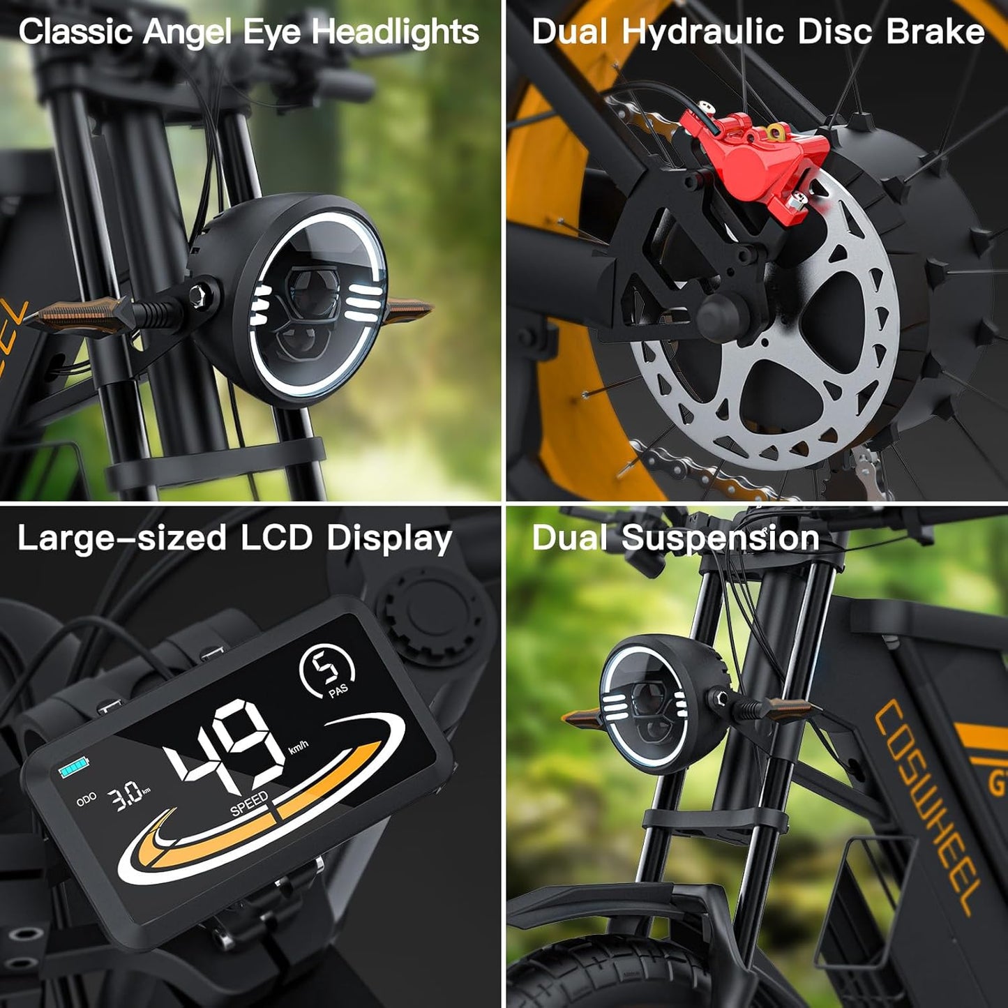 GT20 Electric Bike for Adults, Electric Dirt Bike with 1500W Motor 48V/25Ah Removable Battery, Up to 31MPH & 93 Miles, Electric Motorcycle with 7-Speed, 20" x 4.0 Fat Tire Ebikes for Adults