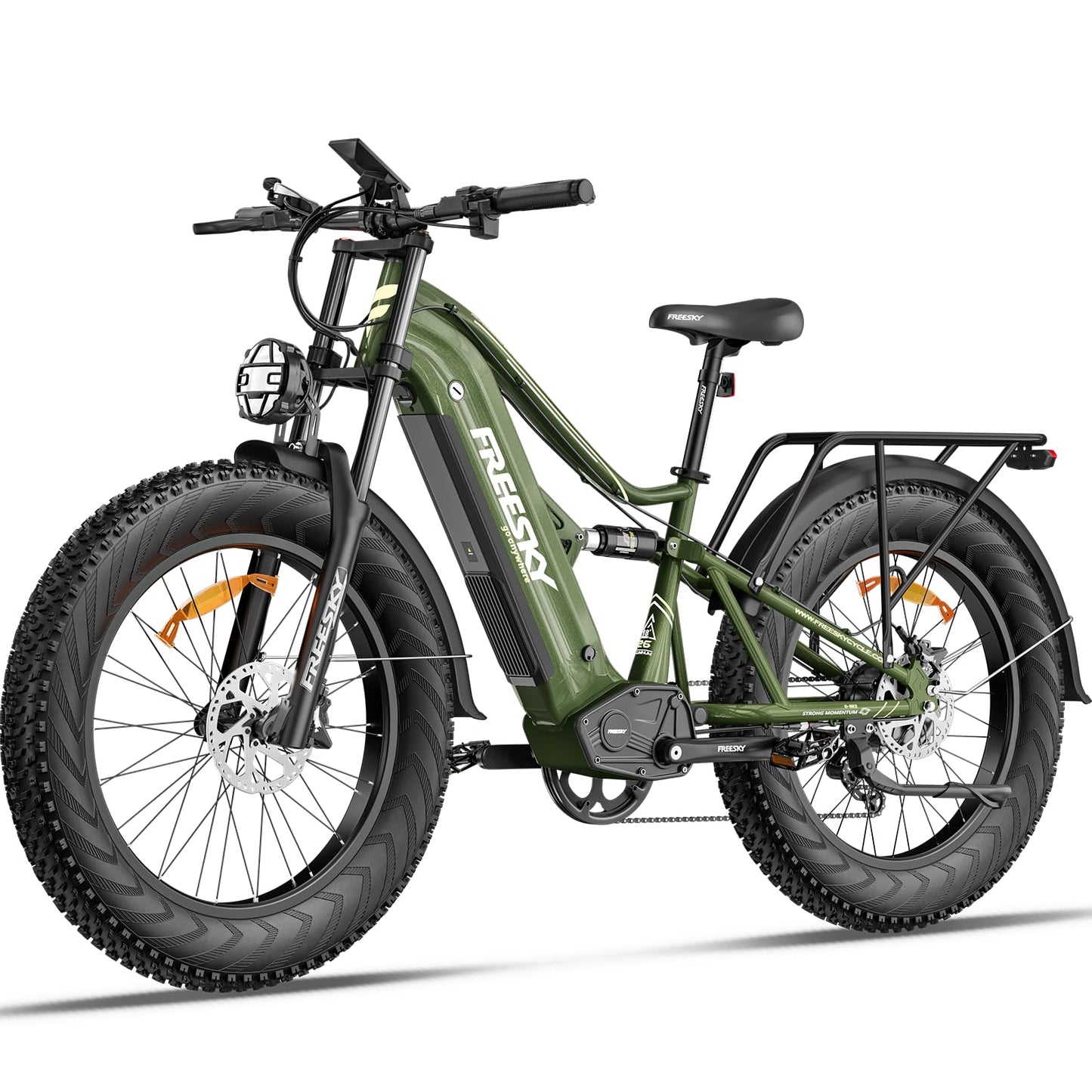 FREESKY 2000W Electric Bike with BAFANG Motor & 48V 30Ah Samsung Cells Battery, 35MPH Max Speed, 120 Miles Range, Full Suspension Mountain Ebike for Adult, 26" Fat Tires, Smart Keys, Hydraulic Brakes