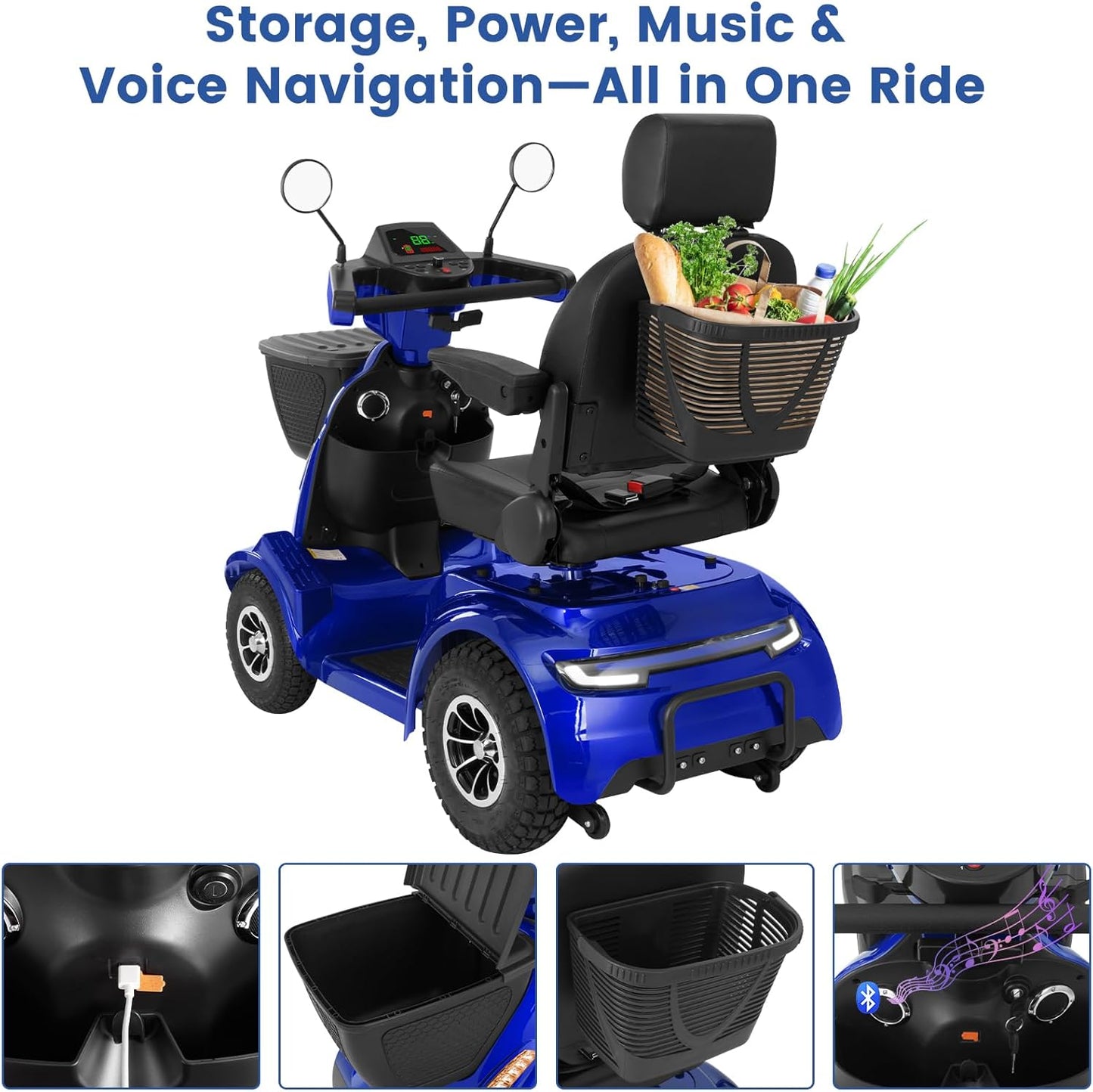 MS09 MAX All Terrain 1000W Electric Mobility Scooter for Adults& Seniors - 500LBS Load & 32 Miles Range Powerd Wheelchair Device w/Off-Road Absorber