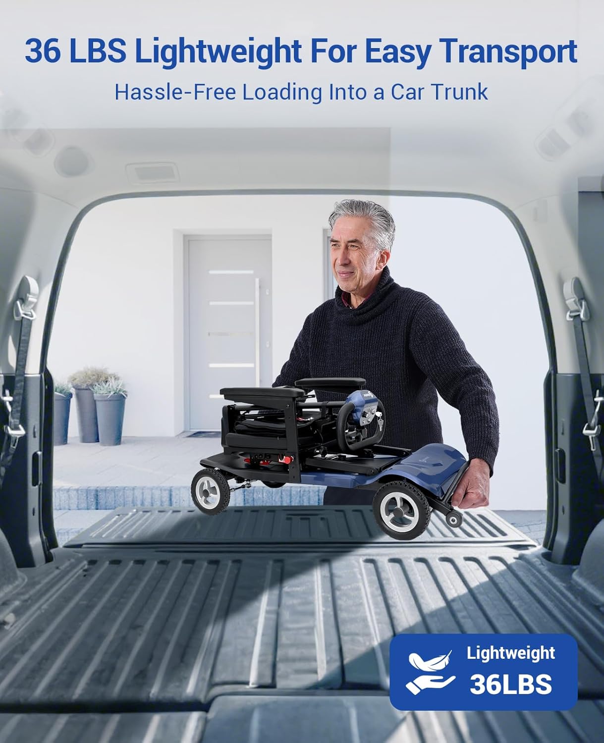 Mobility Scooters for Adults,Ultra Lightweight 36Lbs Folding Electric Powered Scooter for Senior 22 Miles Long Travel Range w/2 Lithium Batteries All Terrain Motorized Scooter Airline Approved