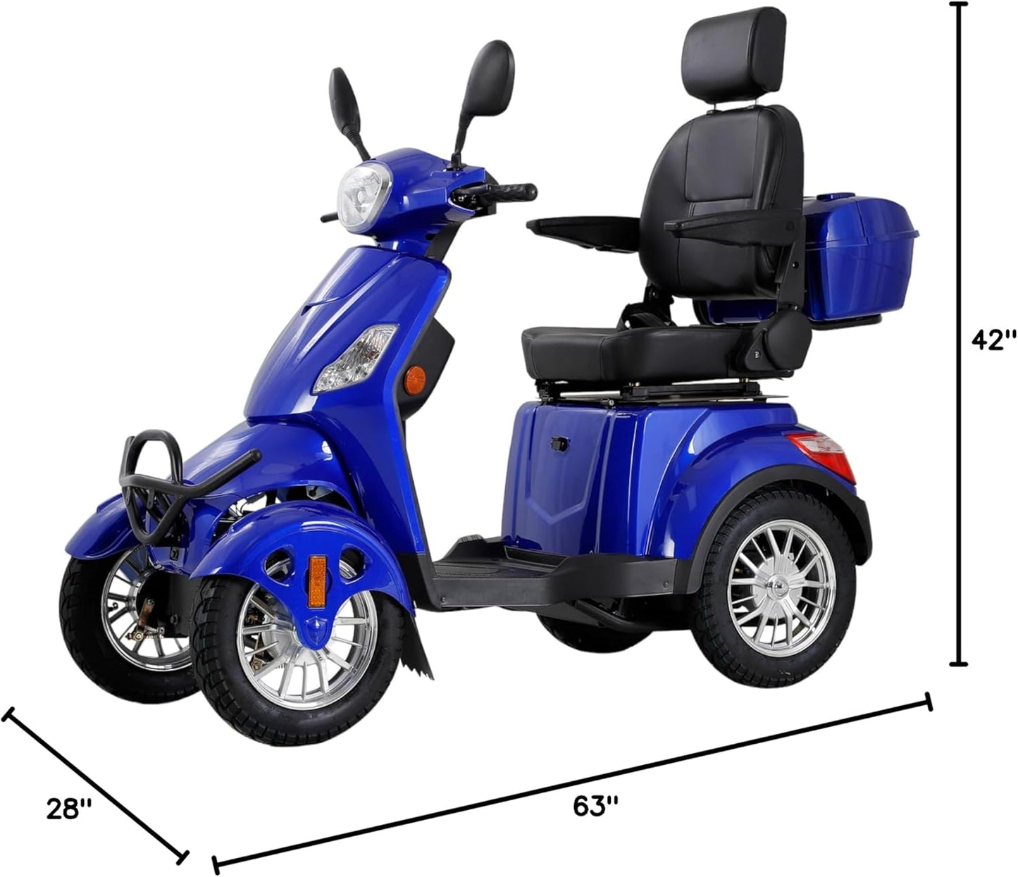 Mobility Scooters for Seniors & Adults 500lbs Capacity - 800W All Terrain Electric Powered Mobility Cart - Heavy Duty Mobility Scooter for Elderly w/Charger Remote Keys (Blue)