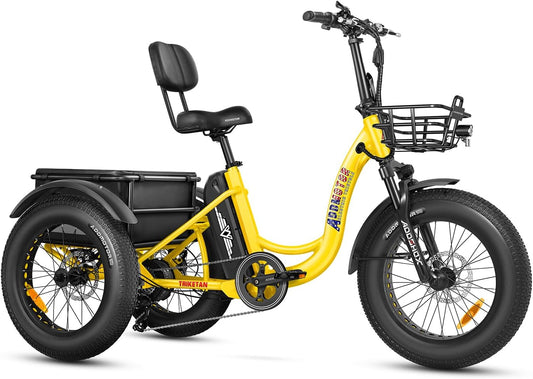 ADDMOTOR TRIKETAN M-330 Electric Trike for Adults, UL2849 Certified, 750W Rear Motor Electric Tricycle, 48V 20Ah 85MI, Fat Tire 3 Wheel Electric Bike for Seniors with Parking Brake & Differential