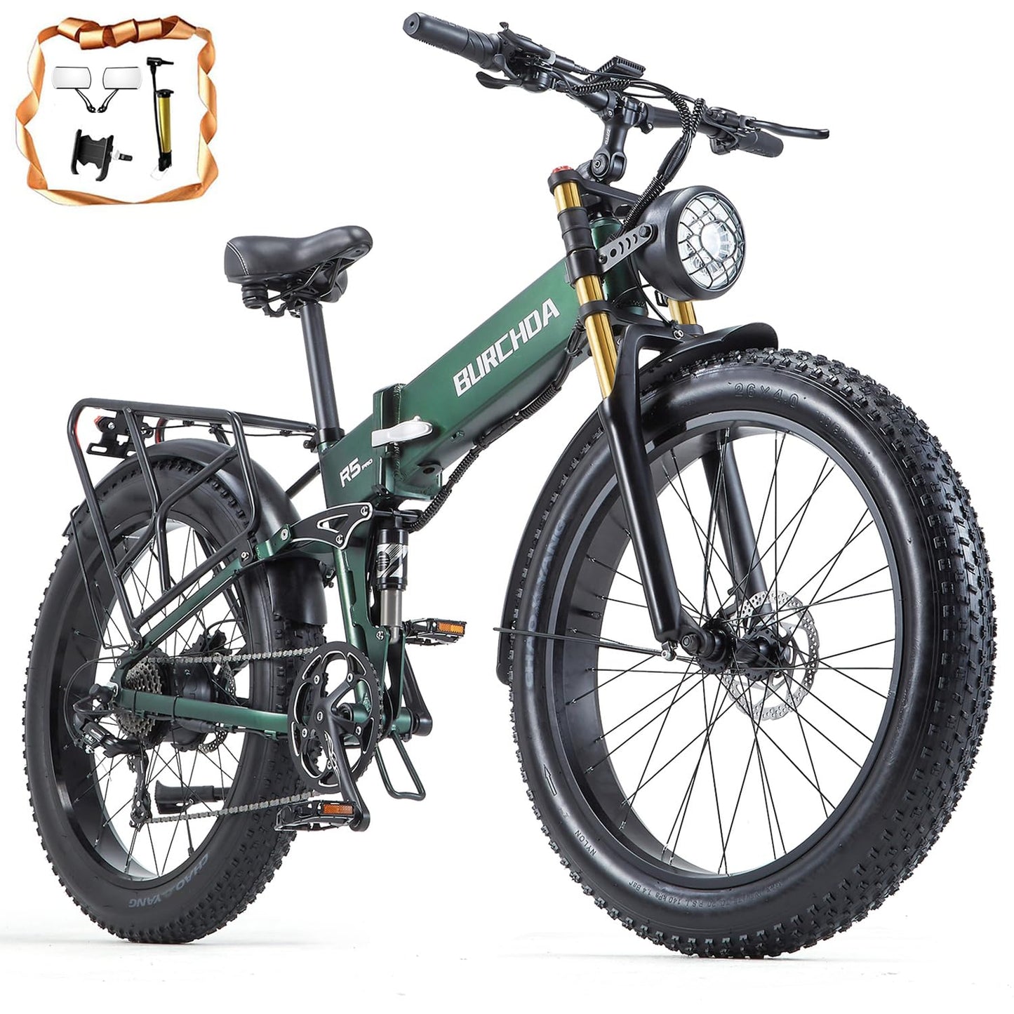 Dual Motor 2000W/1000W Electric Bike for Adults 48V 30AH/20Ah Long Range ebike Removable Battery 26" Fat Tire Off Road Mountain Full Suspension Electric Bicycle,Dual Hydraulich Brakes,32mph/30mph