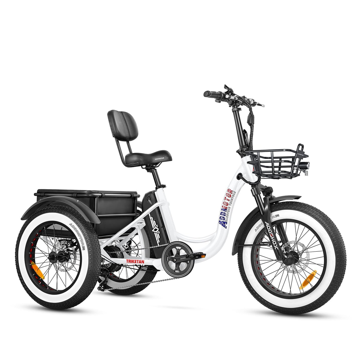 ADDMOTOR TRIKETAN M-330 Electric Trike for Adults, UL2849 Certified, 750W Rear Motor Electric Tricycle, 48V 20Ah 85MI, Fat Tire 3 Wheel Electric Bike for Seniors with Parking Brake & Differential