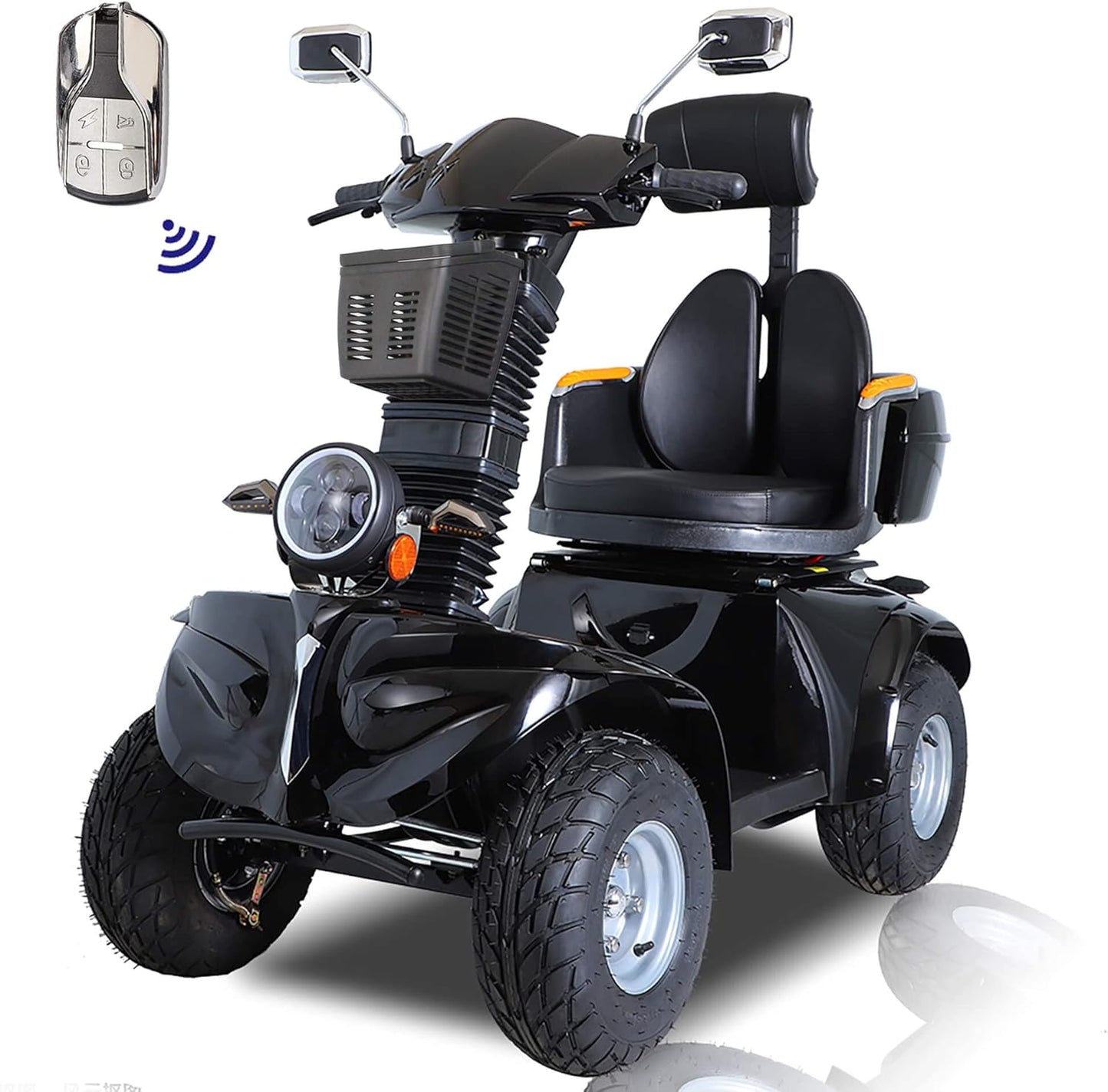 Mobility Scooters for Seniors & Adults 600lbs Capacity, Heavy Duty 4-Wheel 3-Speed Electric Powered Wheelchair Device 1000W All Terrain, Elderly-Lockbox Adjustable Seat (DJD Black 1000W)