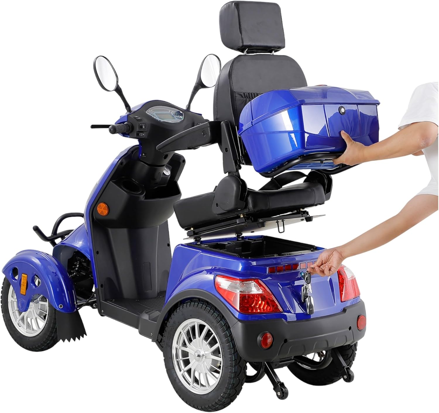 Mobility Scooters for Seniors & Adults 500lbs Capacity - 800W All Terrain Electric Powered Mobility Cart - Heavy Duty Mobility Scooter for Elderly w/Charger Remote Keys (Blue)