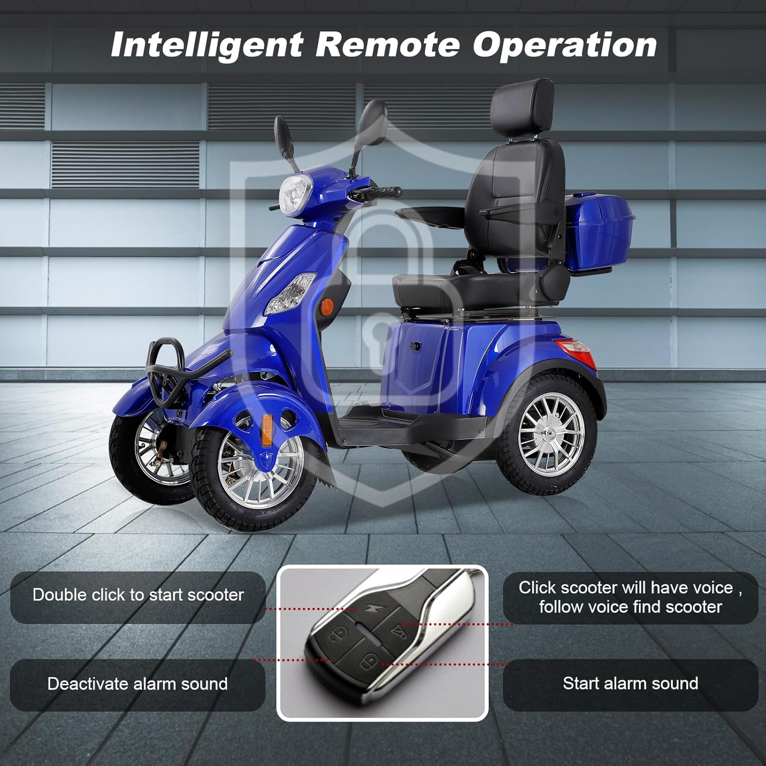 Mobility Scooters for Seniors & Adults 500lbs Capacity - 800W All Terrain Electric Powered Mobility Cart - Heavy Duty Mobility Scooter for Elderly w/Charger Remote Keys (Blue)