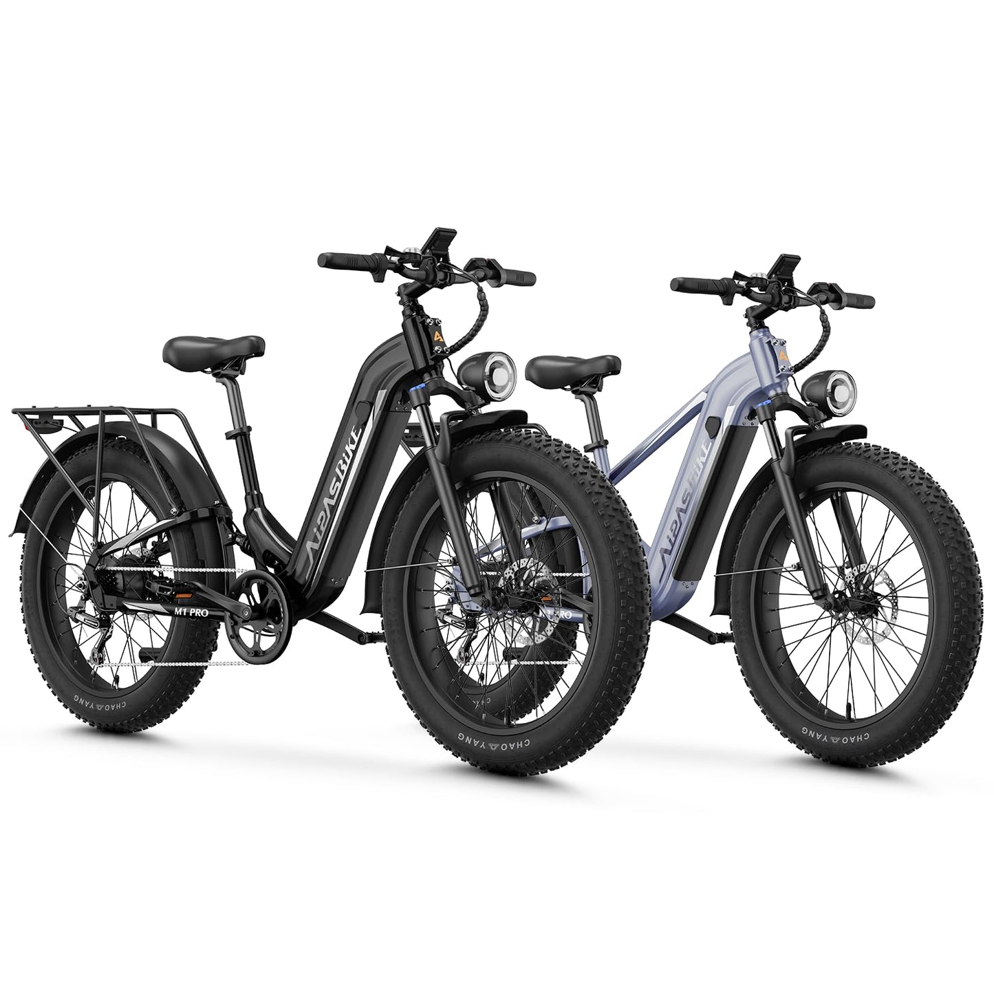 M1 Pro & M2 Pro Electric Bike Combo, 1800W Peak Motor Fat Tire EBikes for Adults, 36MPH Electric mountain Bike with 48V 17.5Ah Battery, 26" x 4.0" All-Terrain Tires, 7 Speed, 85 Miles Long Range