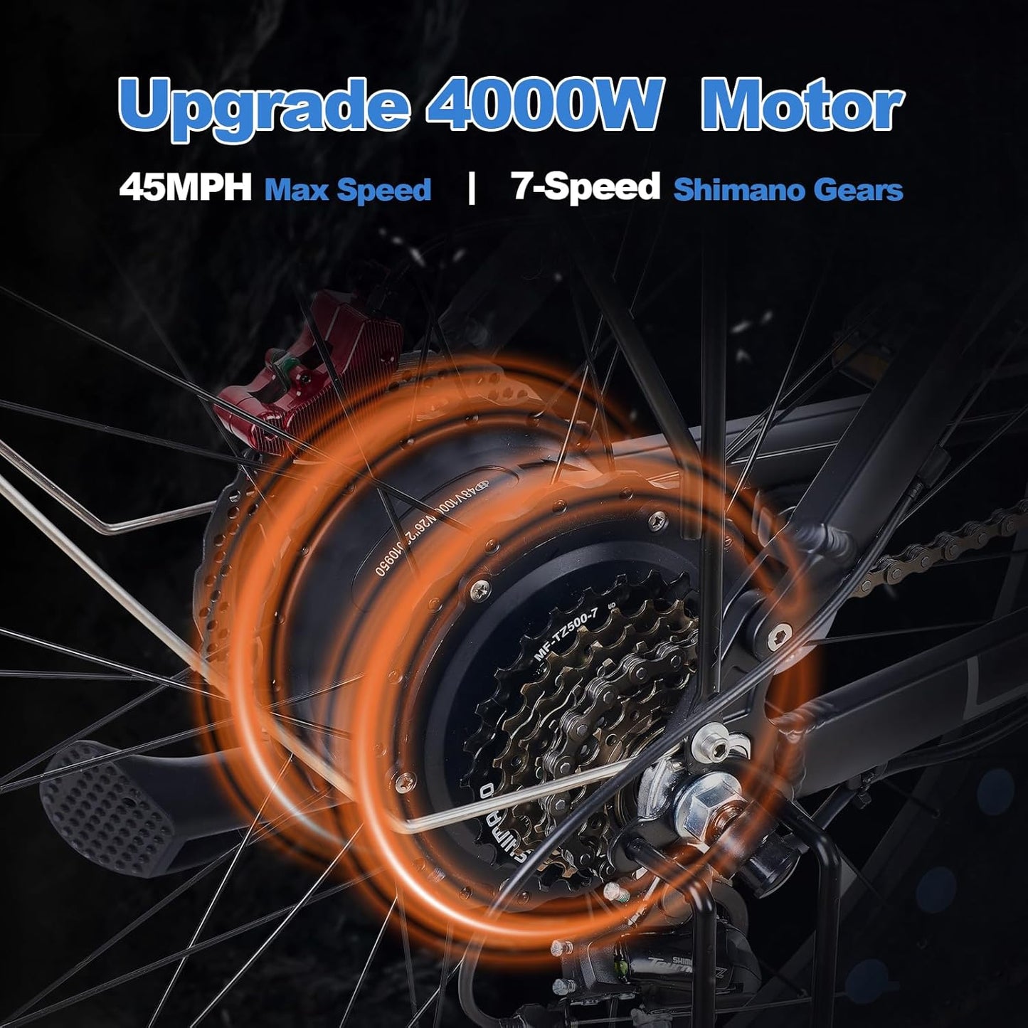 E·Bycco 26in Peak 5000W E-Bike, 52V 32AH Dual Motor Electric Bike 40-45MPH Fast 4000W Ebike with 26"*4.0 Fat Tire Hydraulic Disc Brake Full Suspension Mountain Ebikes