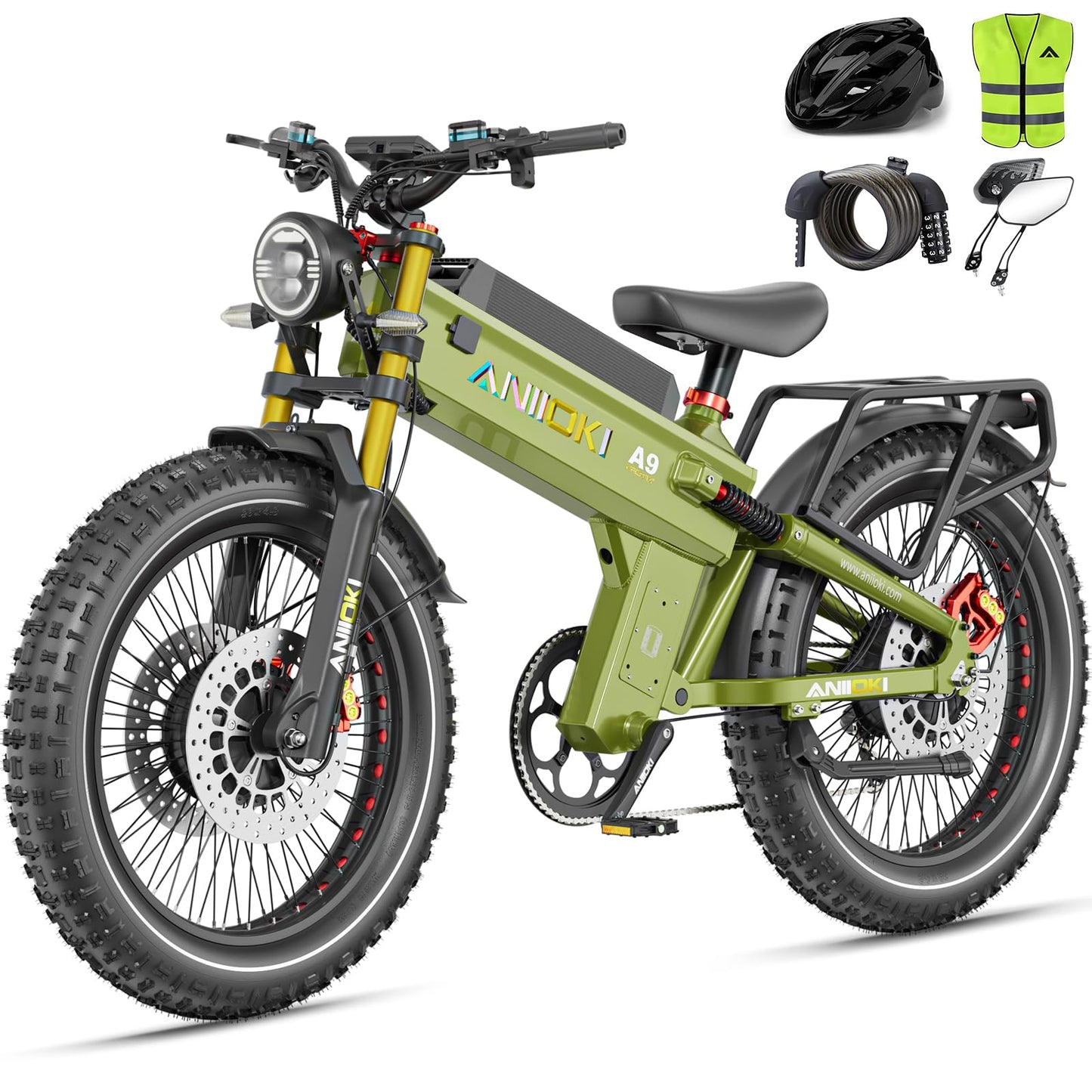 A9 Pro Max Dual Motor Ebike,Electric Bike with 60V 70/80ah Battery,45+ Mph Top Speed, 26 * 4.8" Fat Tire Dirt Bike, 200 Miles Commuting Bike，2025 Upgraded Version
