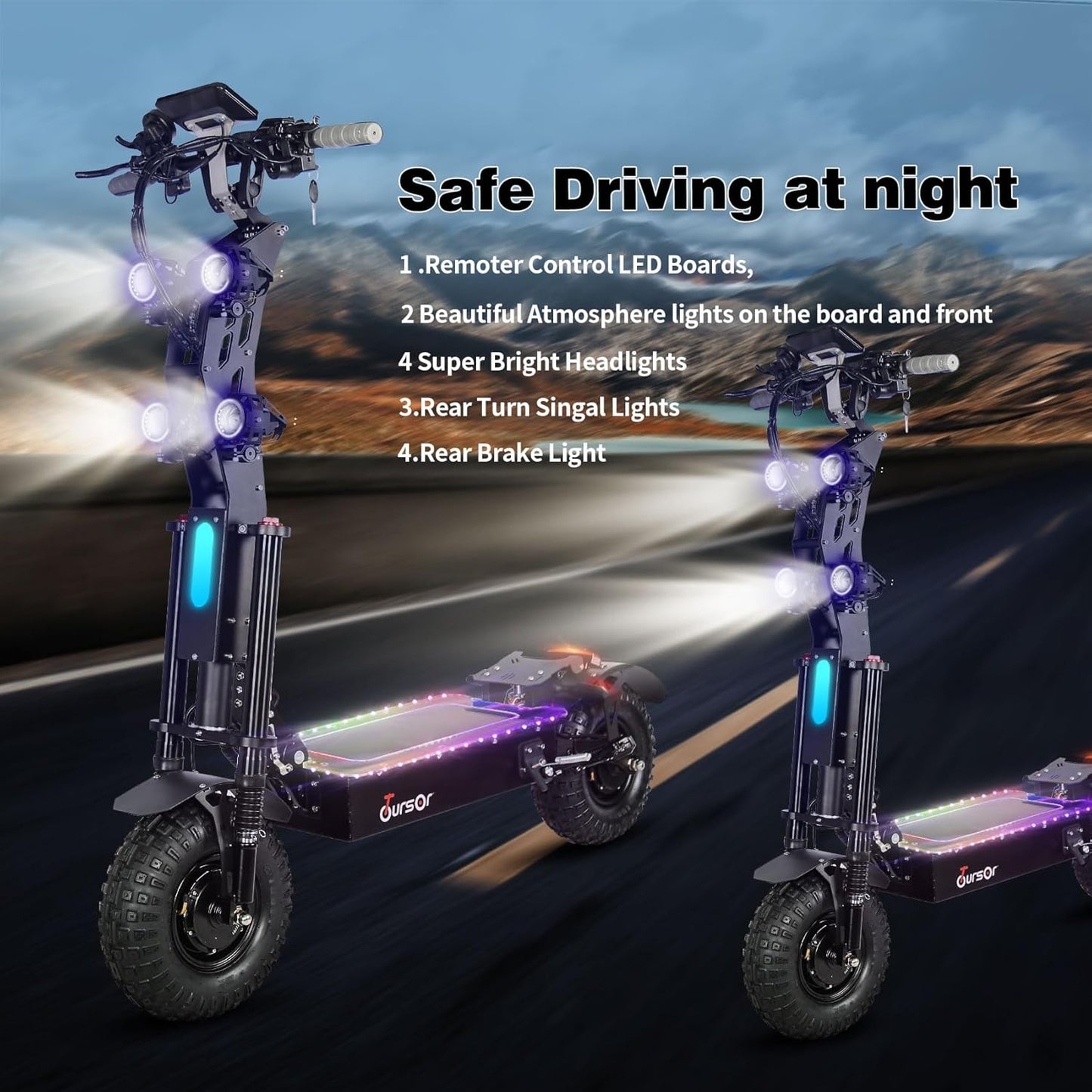 Foldable Electric Scooter with Seat, High Power 10,000W Dual Motor 72V 40A Extra Long Range, 14" Off-Road Tires, Adult Electric Scooter