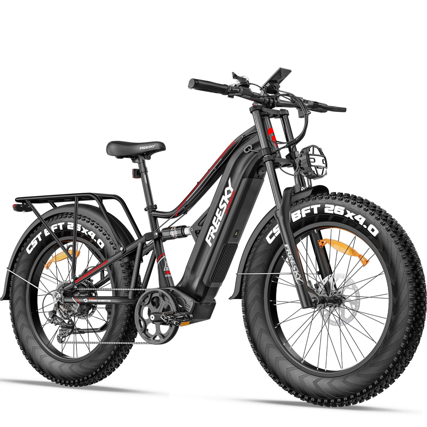 FREESKY 2000W Electric Bike with BAFANG Motor & 48V 30Ah Samsung Cells Battery, 35MPH Max Speed, 120 Miles Range, Full Suspension Mountain Ebike for Adult, 26" Fat Tires, Smart Keys, Hydraulic Brakes