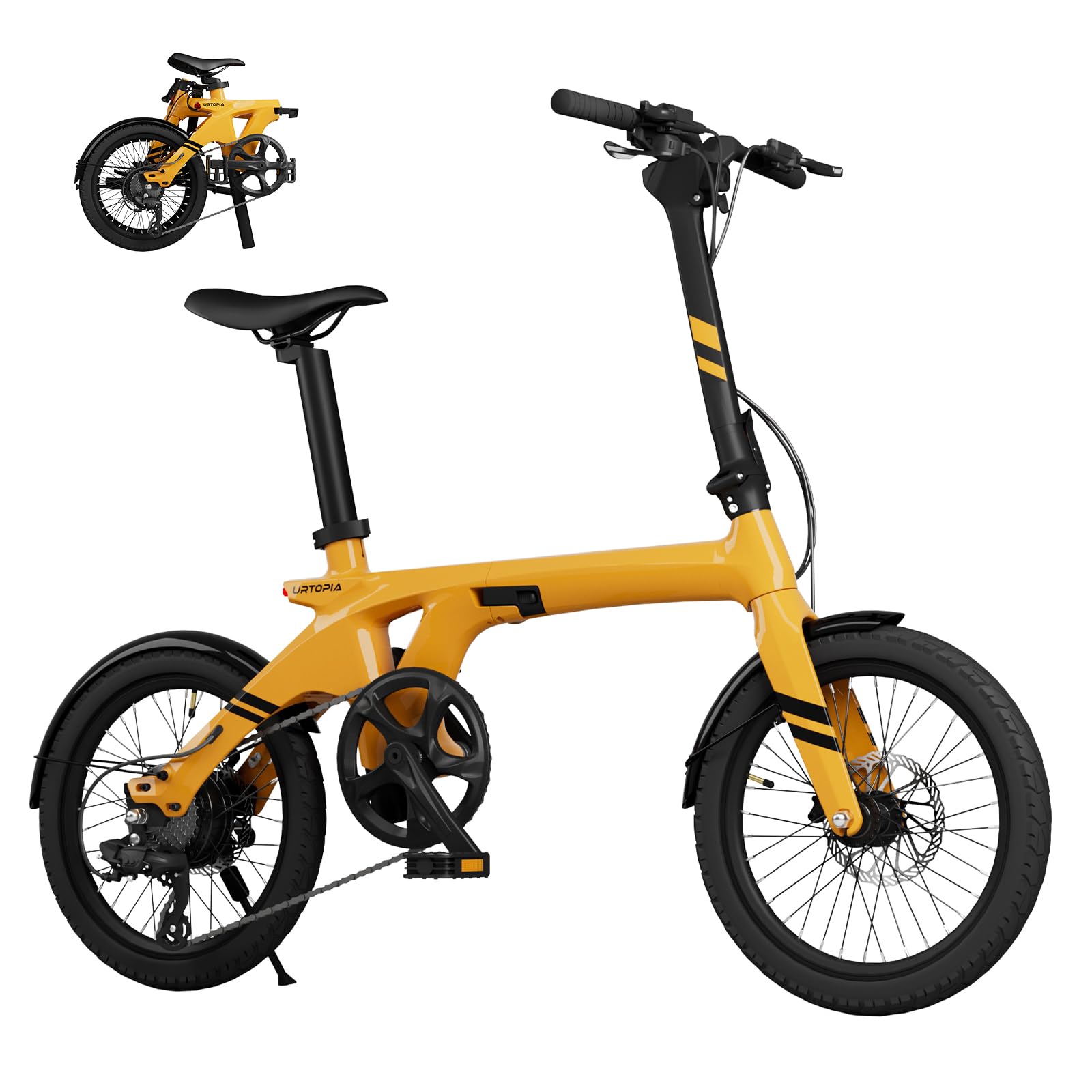 URTOPIA Carbon Fold 1 E-Bike, 29lbs Ultra Light Foldable Electric Bike, Assembly-Free Folding Electric Bikes for Adults, Removable Battery, 500W Motor, 20 Mph 40 Miles, Perfect for Commuting