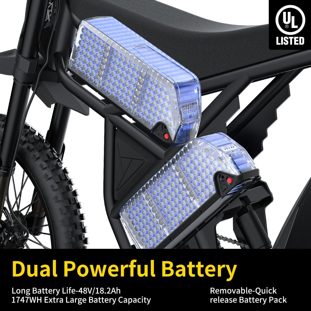 GT73 Pro/ GT73/ GT73 Mini - Electric Dirt Bike for Adults/Teens - 3000W/ 2500W Motor - 50/37 MPH High-Speed, 25"/14'' Fat Tires & Dual Removable Battery, All-Terrain Off-Road eBike for Snow, Sand