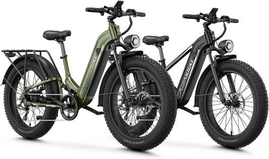 M1 Pro & M2 Pro Electric Bike Combo, 1800W Peak Motor Fat Tire EBikes for Adults, 36MPH Electric mountain Bike with 48V 17.5Ah Battery, 26" x 4.0" All-Terrain Tires, 7 Speed, 85 Miles Long Range