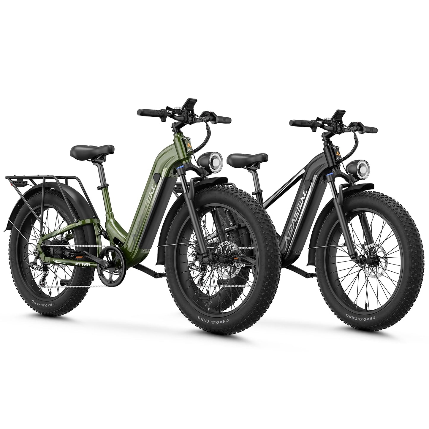 M1 Pro & M2 Pro Electric Bike Combo, 1800W Peak Motor Fat Tire EBikes for Adults, 36MPH Electric mountain Bike with 48V 17.5Ah Battery, 26" x 4.0" All-Terrain Tires, 7 Speed, 85 Miles Long Range
