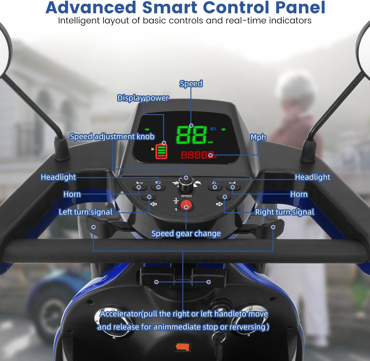 MS09 MAX All Terrain 1000W Electric Mobility Scooter for Adults& Seniors - 500LBS Load & 32 Miles Range Powerd Wheelchair Device w/Off-Road Absorber