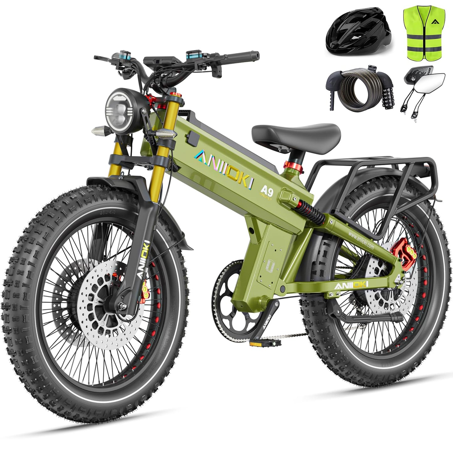 A9 Pro Max Dual Motor Ebike,Electric Bike with 60V 70/80ah Battery,45+ Mph Top Speed, 26 * 4.8" Fat Tire Dirt Bike, 200 Miles Commuting Bike，2025 Upgraded Version