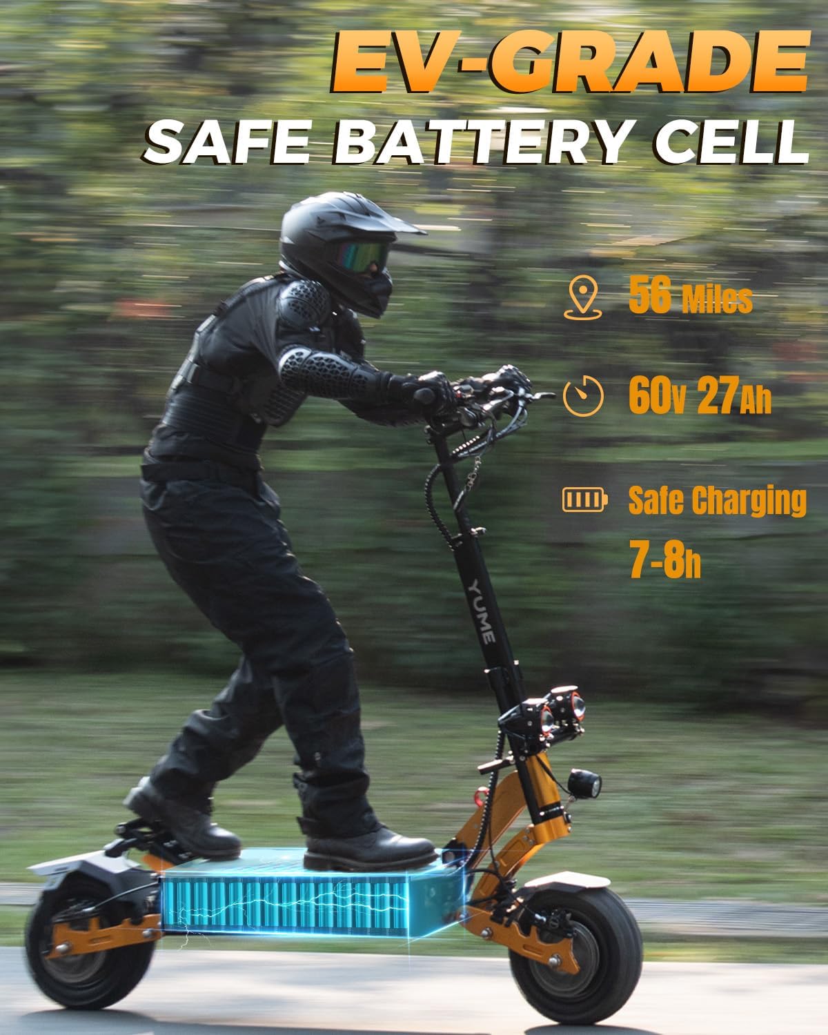 M YUME SCOOTER X11+ 6000W Motor Scooter, 50MPH 56/60 Miles 60V 27/30AH Electric Scooter for Adults, 11" Tire with Steering Damper 440lbs Max Loading Adult E-Scooter,UL-2272 Certified