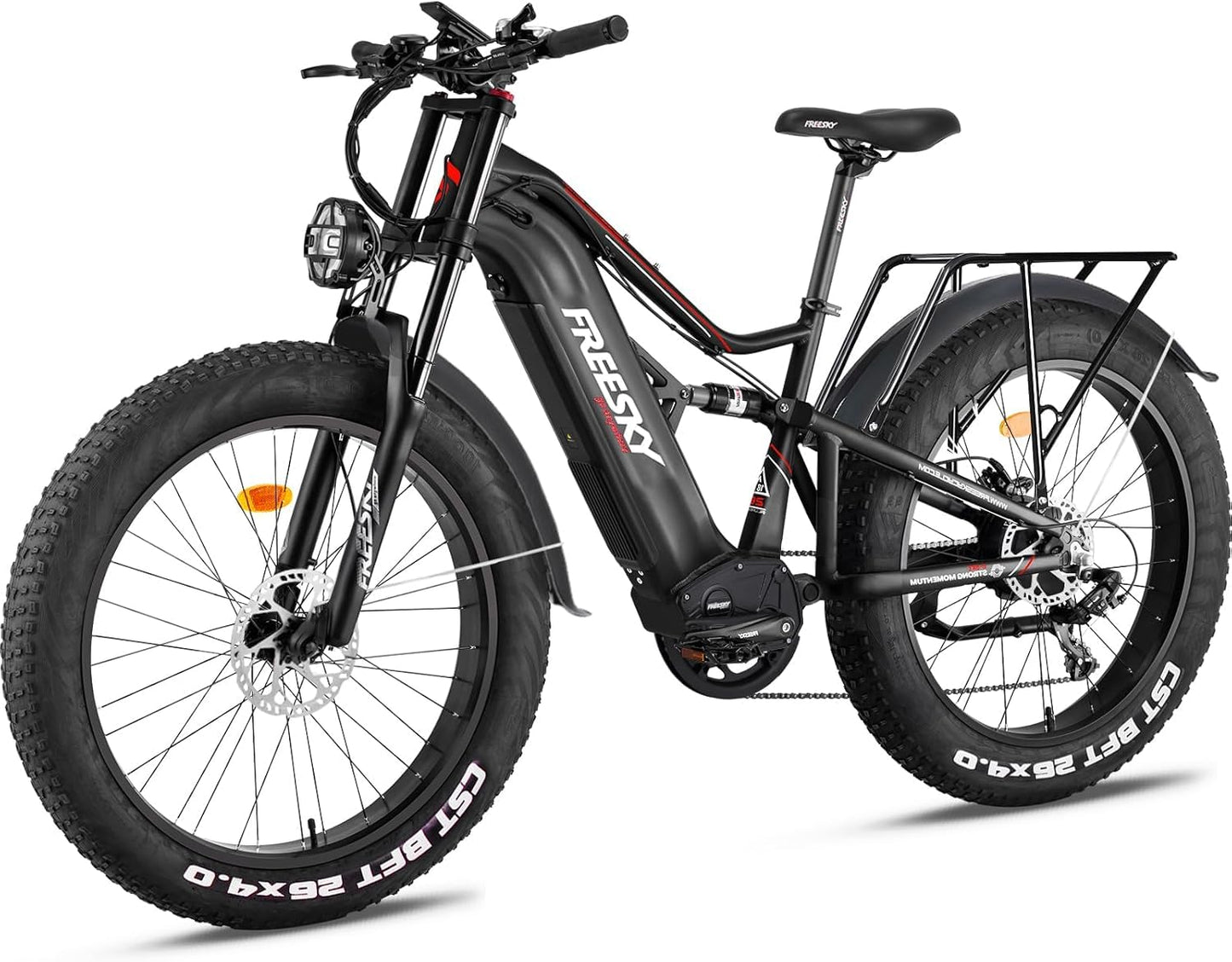 FREESKY 2000W Electric Bike with BAFANG Motor & 48V 30Ah Samsung Cells Battery, 35MPH Max Speed, 120 Miles Range, Full Suspension Mountain Ebike for Adult, 26" Fat Tires, Smart Keys, Hydraulic Brakes