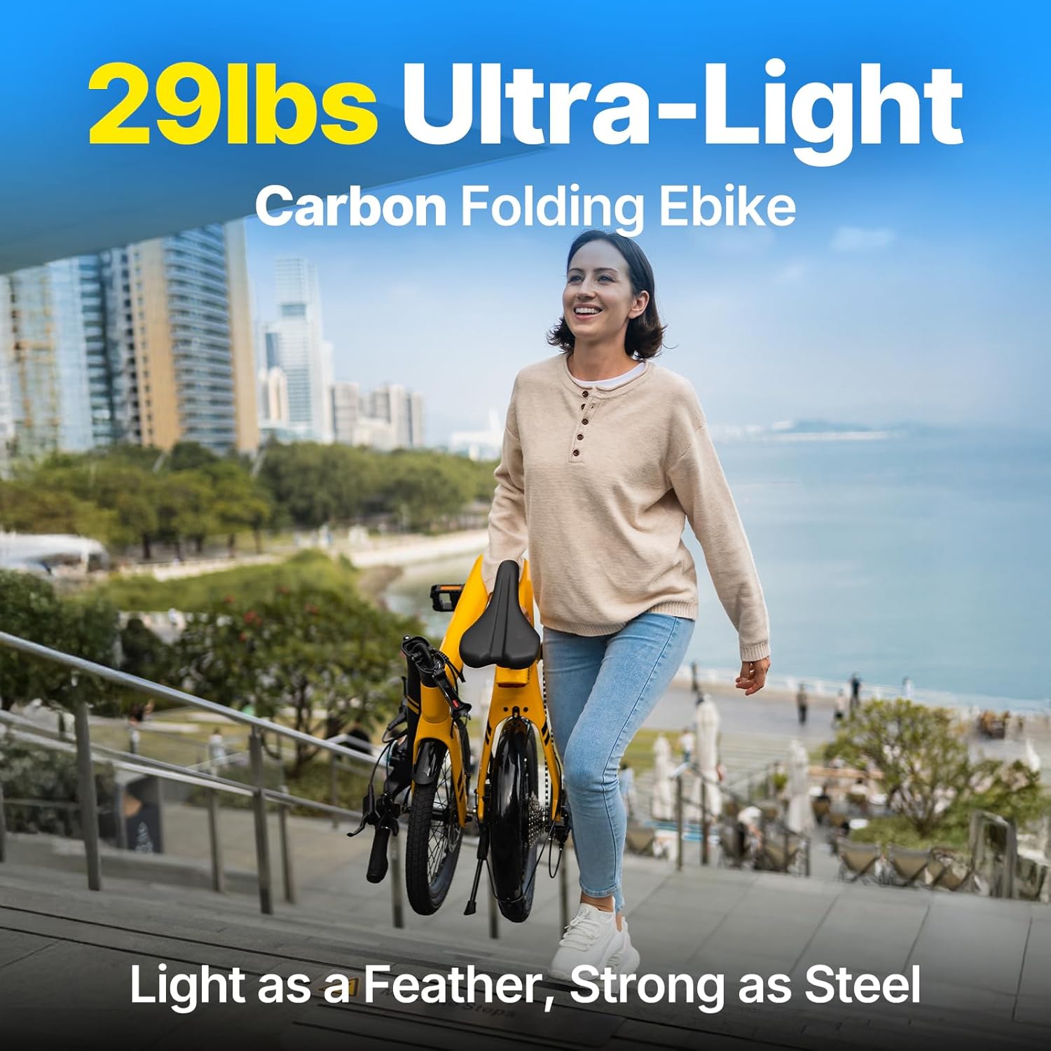 URTOPIA Carbon Fold 1 E-Bike, 29lbs Ultra Light Foldable Electric Bike, Assembly-Free Folding Electric Bikes for Adults, Removable Battery, 500W Motor, 20 Mph 40 Miles, Perfect for Commuting