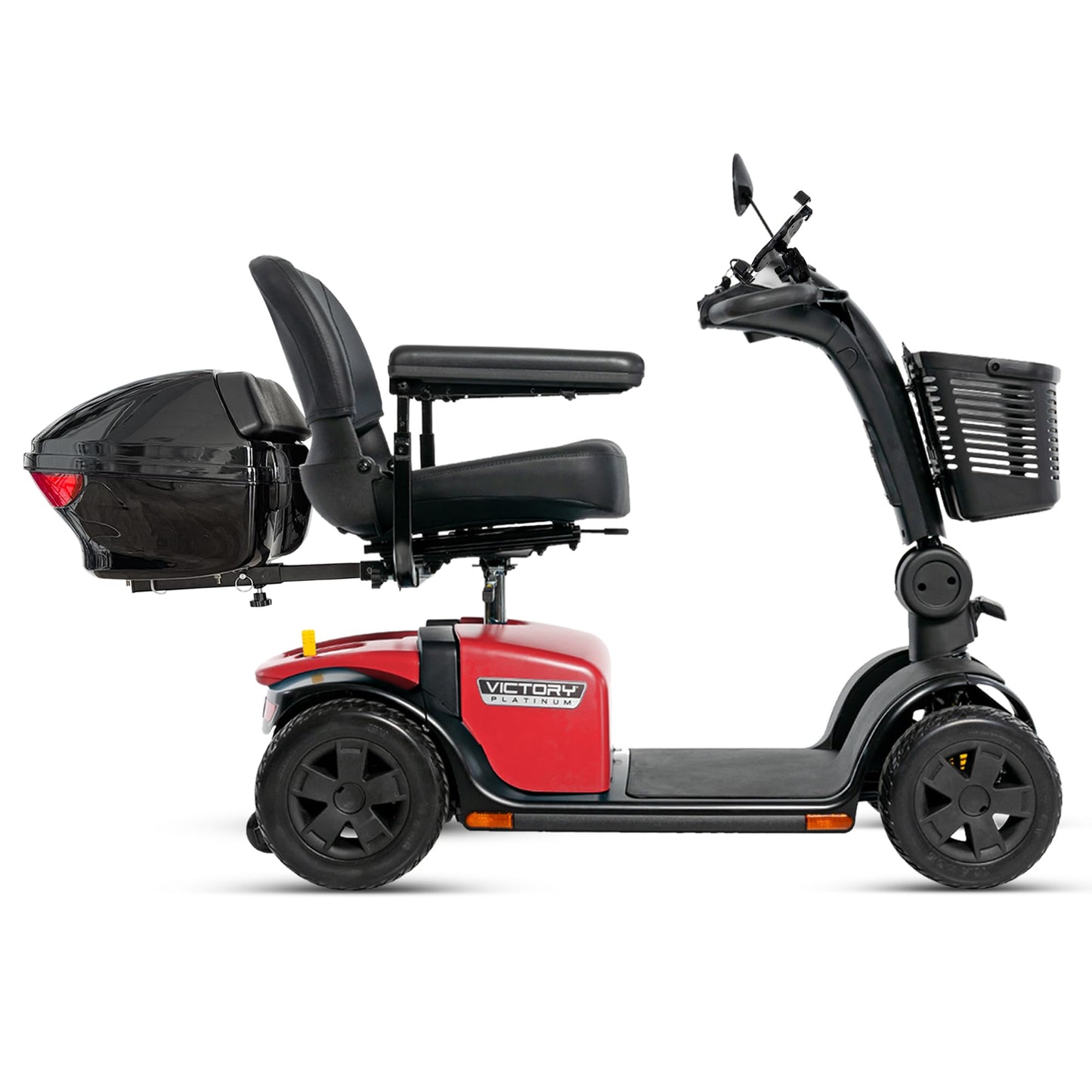 Pride Victory Platinum 4 Wheel Mobility Scooter + Rear Storage Pod, Phone Holder, Rear Basket, 400 Lbs Capacity, 18" or 20" Wide Seat, 15.5 Mile Range, Ext Warranty (Cardinal Red, 20" Wide Seat)