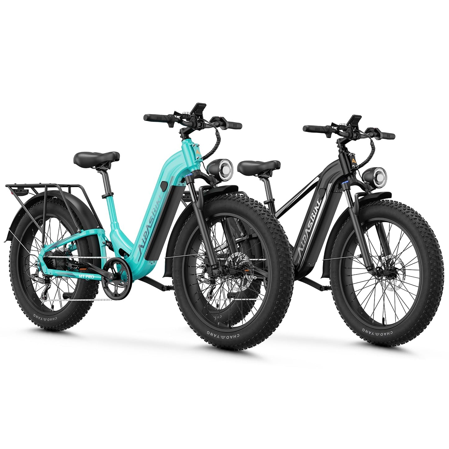 M1 Pro & M2 Pro Electric Bike Combo, 1800W Peak Motor Fat Tire EBikes for Adults, 36MPH Electric mountain Bike with 48V 17.5Ah Battery, 26" x 4.0" All-Terrain Tires, 7 Speed, 85 Miles Long Range