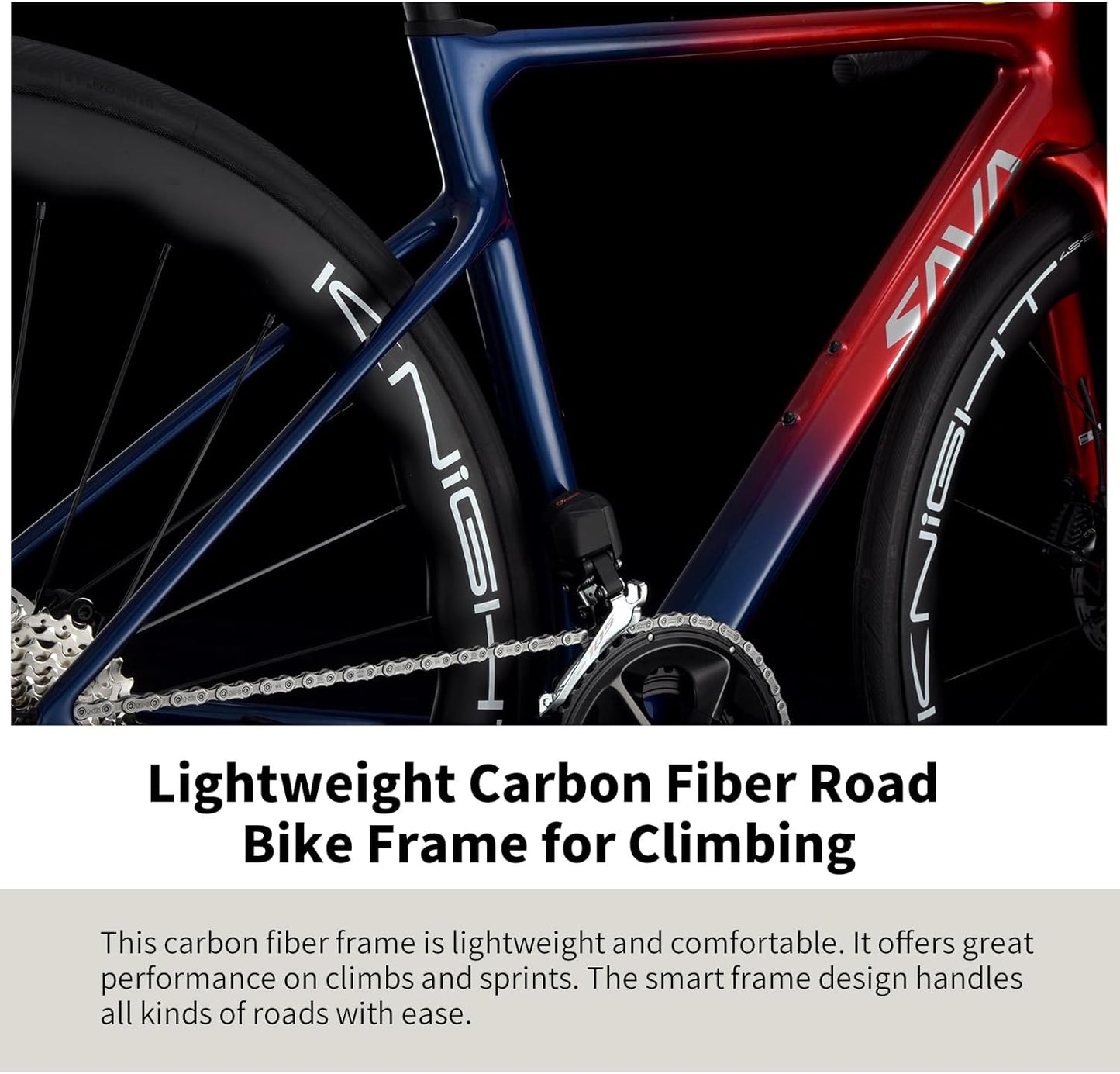 SAVADECK Carbon Fibre Road Bike, Hydraulic Oil Disc Bike with Carbon Fibre Frame and Wheelset, Lightweight Racing Bicycle with R7120 24S Shift Set for Adults
