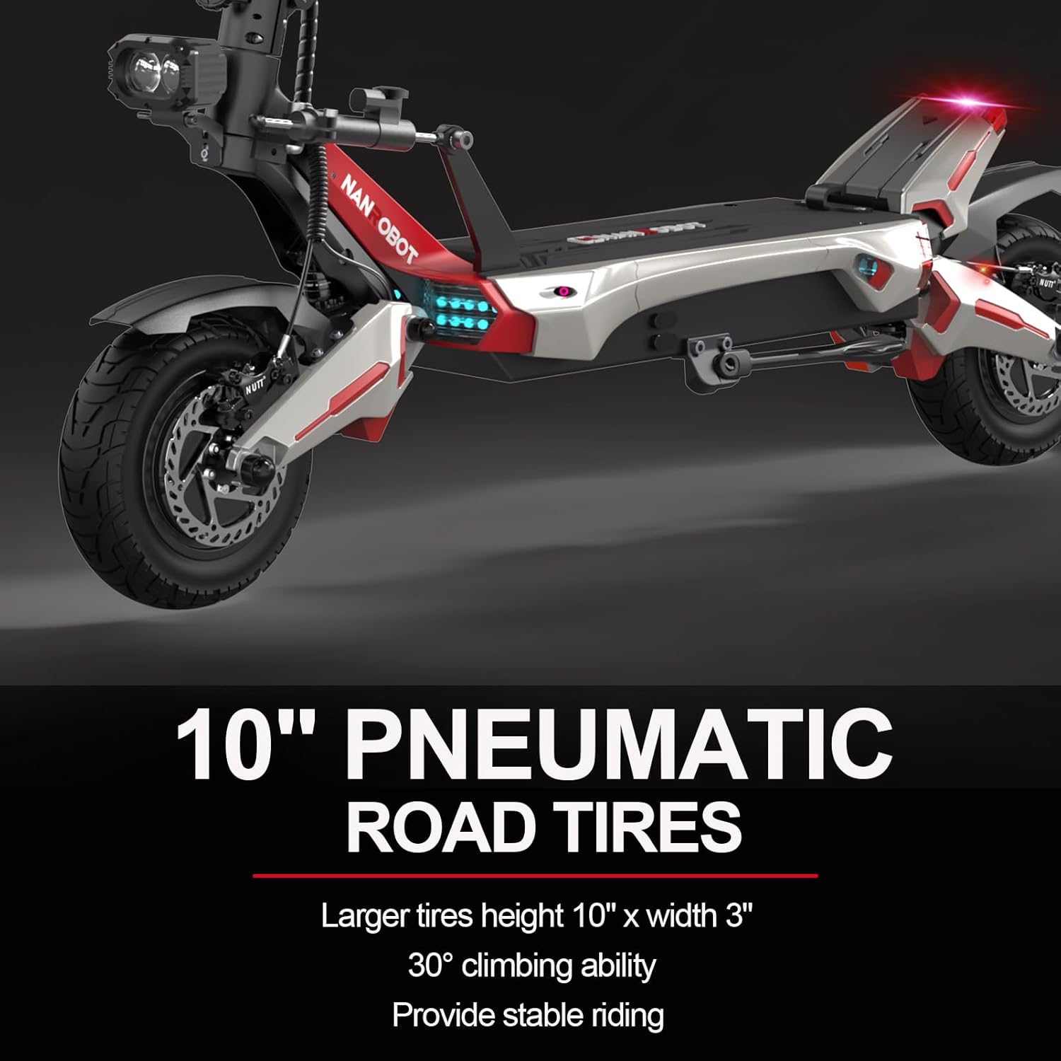 NANROBOT Electric Scooter Adults 50mph Dual Motor Electric Scooter with Suspension 80Miles Range Fast Sports Escooter Folding 10" Off Road Tires 330LBS Max Load Complies with UL2272 Certification