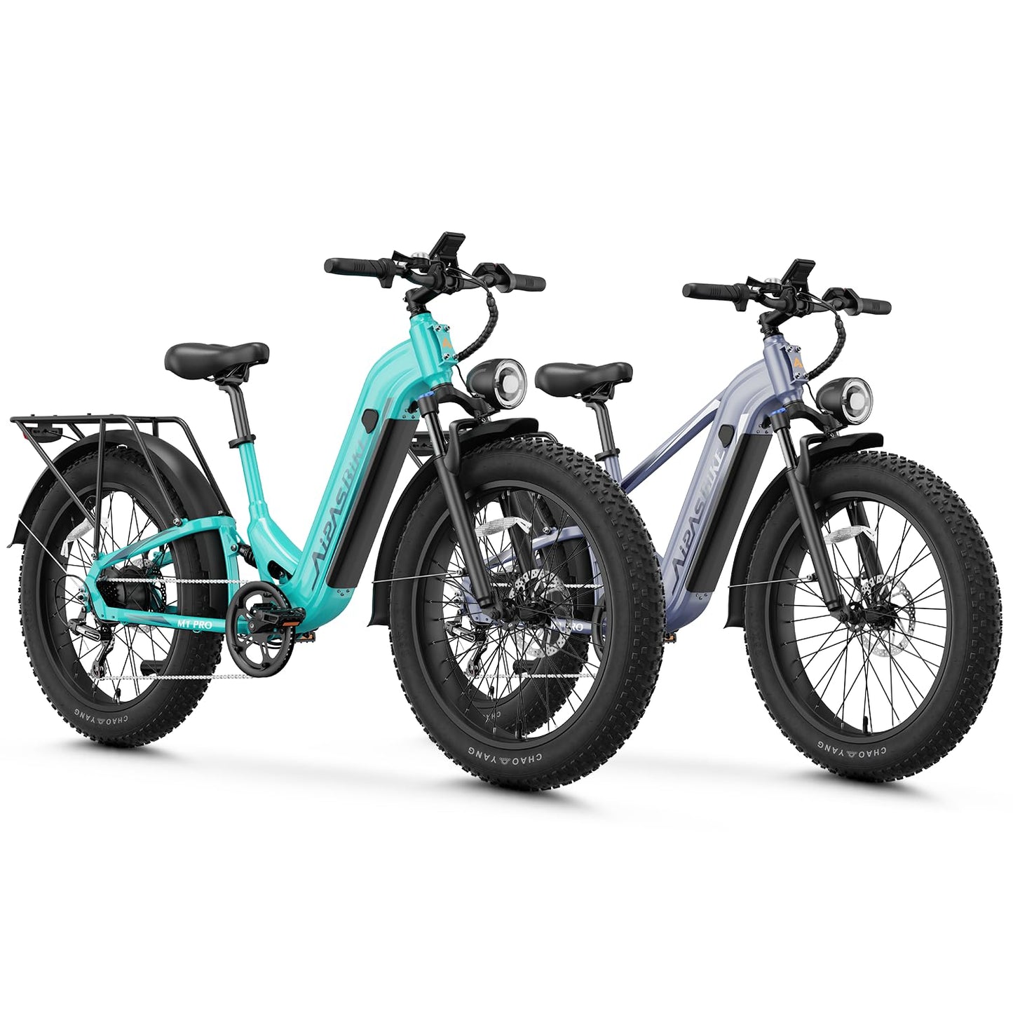 M1 Pro & M2 Pro Electric Bike Combo, 1800W Peak Motor Fat Tire EBikes for Adults, 36MPH Electric mountain Bike with 48V 17.5Ah Battery, 26" x 4.0" All-Terrain Tires, 7 Speed, 85 Miles Long Range