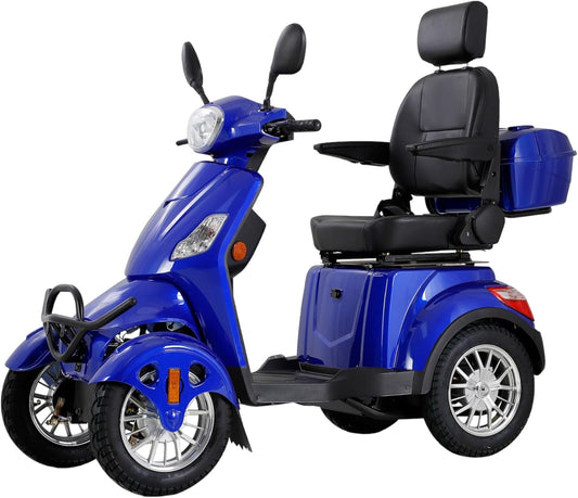 Mobility Scooters for Seniors & Adults 500lbs Capacity - 800W All Terrain Electric Powered Mobility Cart - Heavy Duty Mobility Scooter for Elderly w/Charger Remote Keys (Blue)