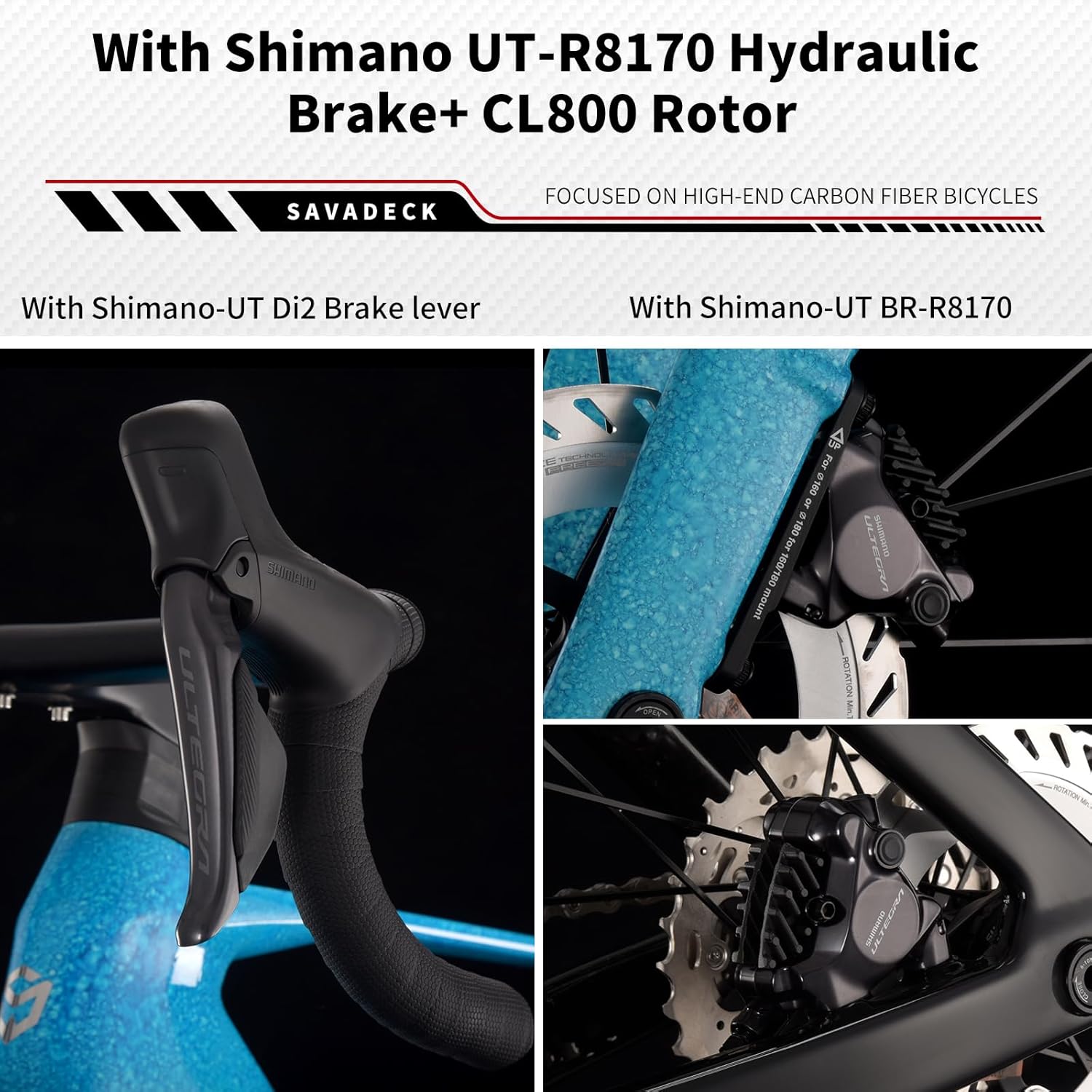 SAVADECK SLR8-Ultegra Full Carbon Road Bike, Carbon Fiber Frame Racing Bicycle with Shimano 105 R8170 24S Groupset, Hydraulic Disc Brakes, Ultra-Light Carbon Bike for Adults