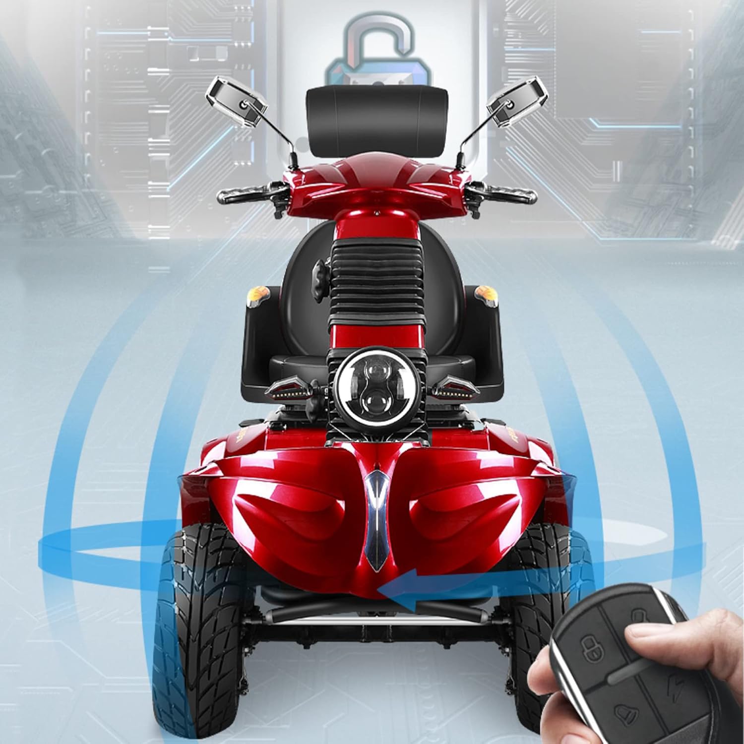 Heavy Duty Mobility Scooters for Seniors & Adults 500lbs Capacity - Electric Powered Motorized Scooter - 1000W All Terrain Recreational Mobility Scooter for Travel Red