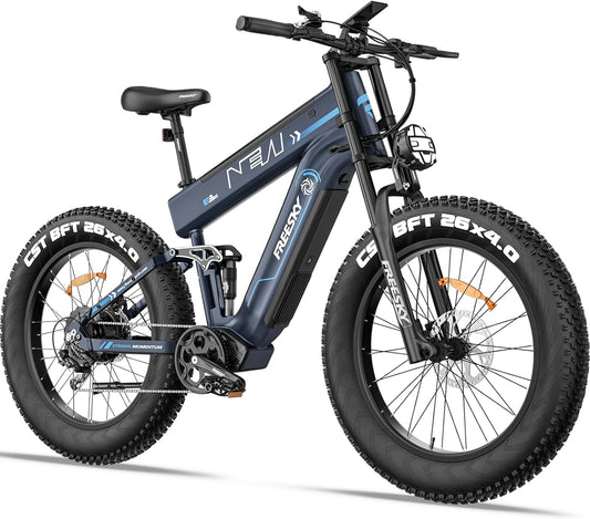 FREESKY 2025 Upgraded Dual Battery 48V 41AH Peak 2500W Motor 90-160 Miles Long Range Electric Bike for Adults 38MPH+ 26" Fat Tire Full Suspension EBike with Dual Hydraulic Brakes