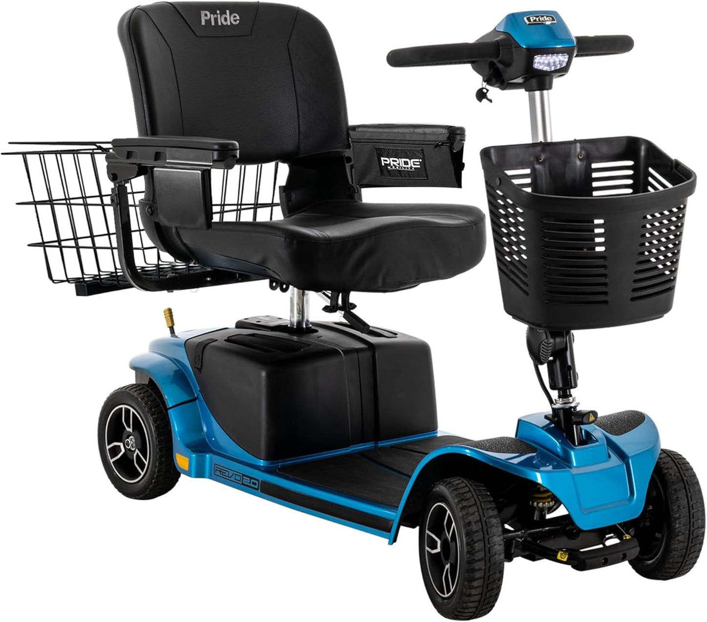 Storage Pod + Pride Moobility Revo 2.0, Heavy Duty 4 Wheel Mobility Scooter for Adults, 400 lb Capacity, 20" Wide Seat, LED, 17.8 Miles Per Charge, CTS Suspension, Service Warranty