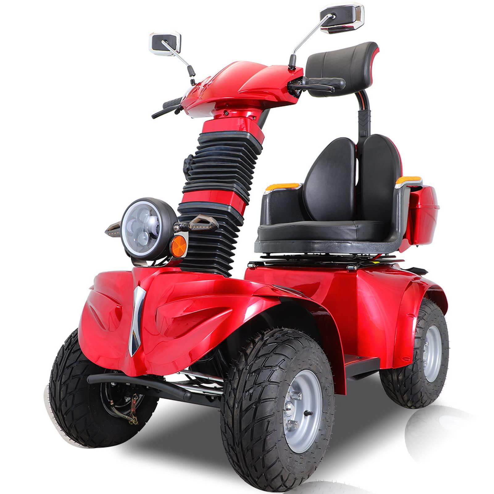 Heavy Duty 4 Wheels Mobility Scooter, All Terrain Electric Mobility Scooters for Seniors and Adults, 1000W Motor, Fat Tire, Adjustable Handle and Seats, 500lbs Capacity, 31-36 Miles of Range