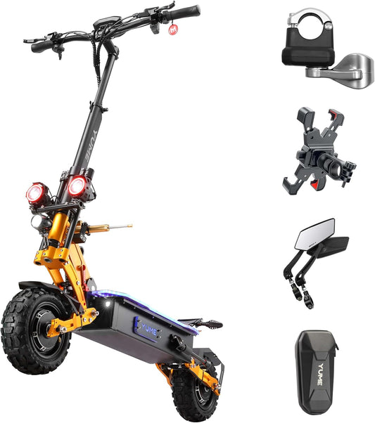 M YUME SCOOTER X11+ 6000W Motor Scooter, 50MPH 56/60 Miles 60V 27/30AH Electric Scooter for Adults, 11" Tire with Steering Damper 440lbs Max Loading Adult E-Scooter,UL-2272 Certified