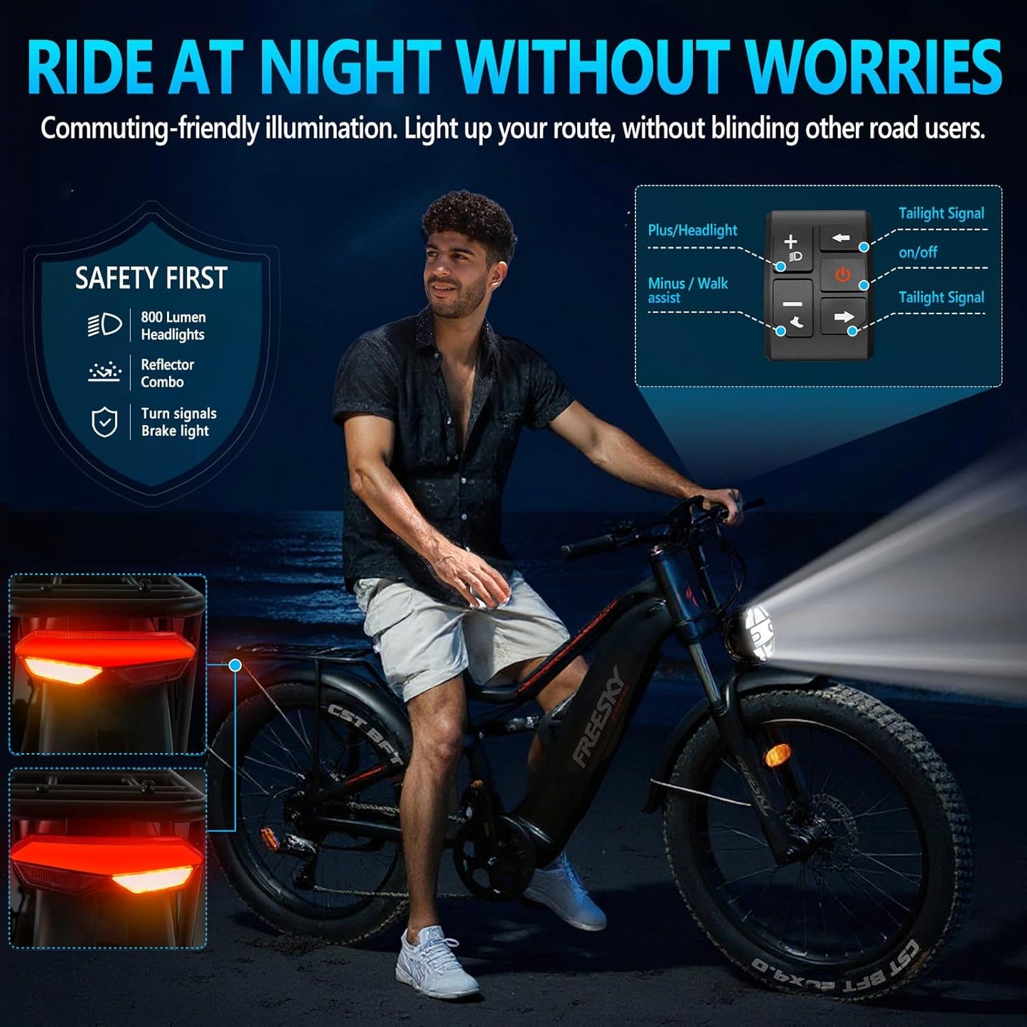 FREESKY 2000W Electric Bike with BAFANG Motor & 48V 30Ah Samsung Cells Battery, 35MPH Max Speed, 120 Miles Range, Full Suspension Mountain Ebike for Adult, 26" Fat Tires, Smart Keys, Hydraulic Brakes