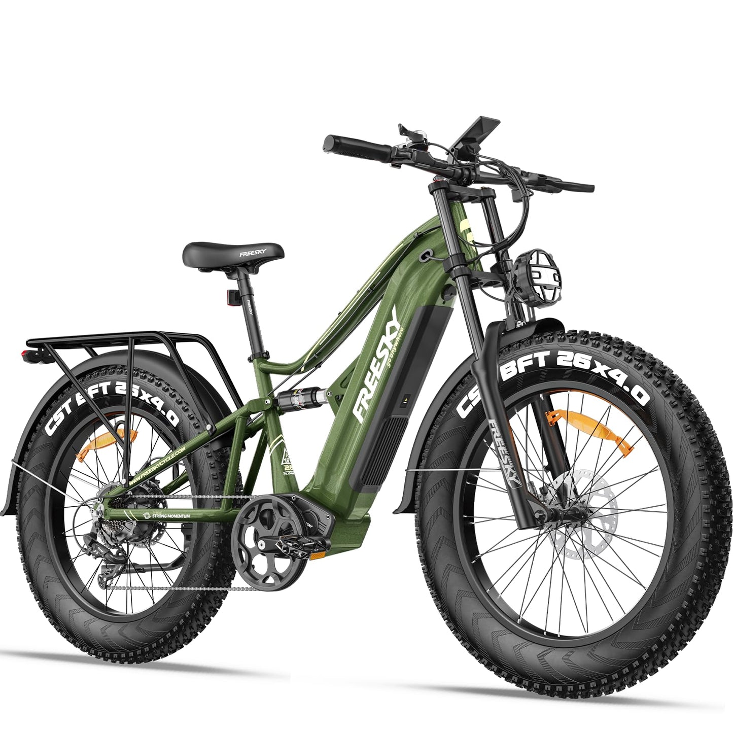 FREESKY 2000W Electric Bike with BAFANG Motor & 48V 30Ah Samsung Cells Battery, 35MPH Max Speed, 120 Miles Range, Full Suspension Mountain Ebike for Adult, 26" Fat Tires, Smart Keys, Hydraulic Brakes