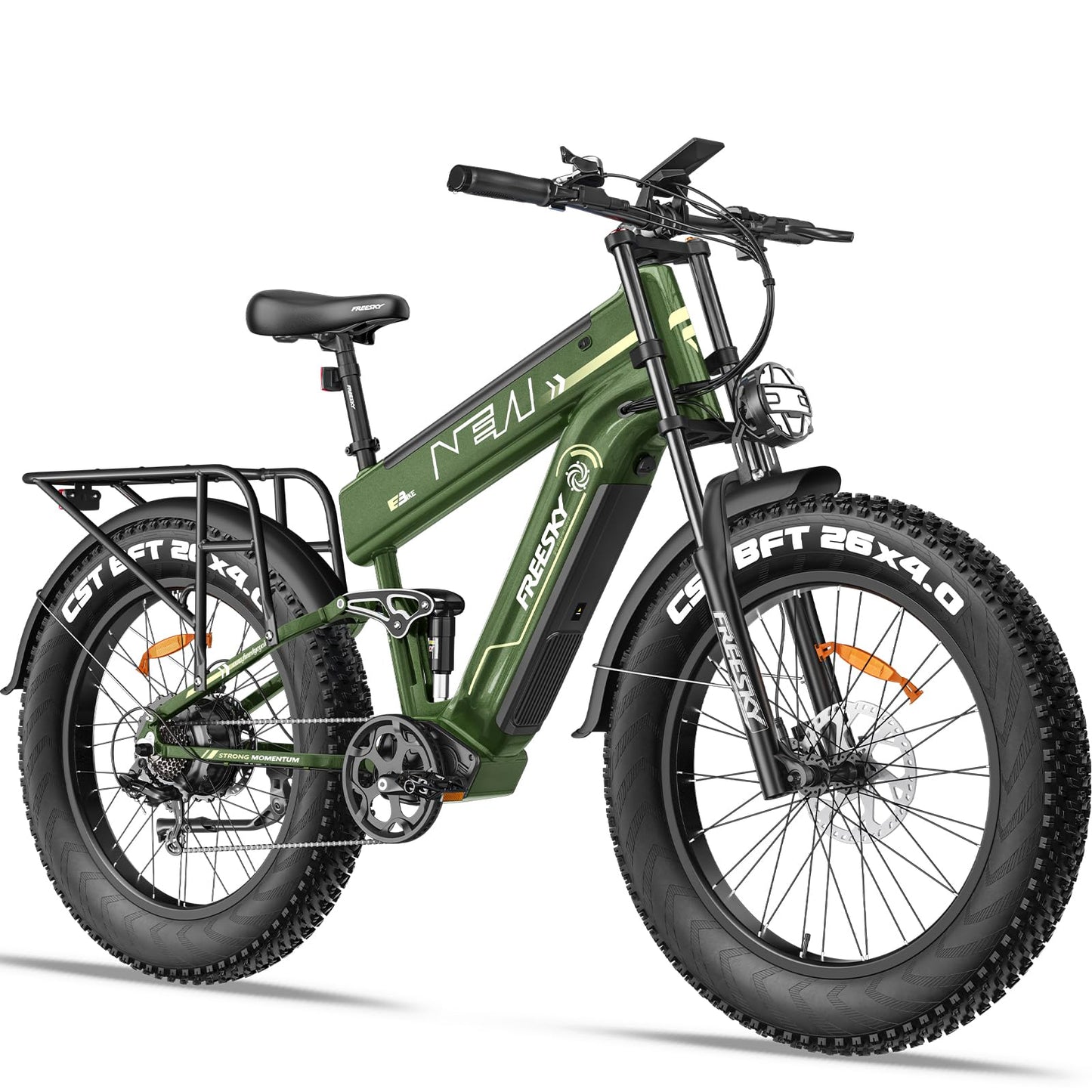FREESKY 2025 Upgraded Dual Battery 48V 41AH Peak 2500W Motor 90-160 Miles Long Range Electric Bike for Adults 38MPH+ 26" Fat Tire Full Suspension EBike with Dual Hydraulic Brakes