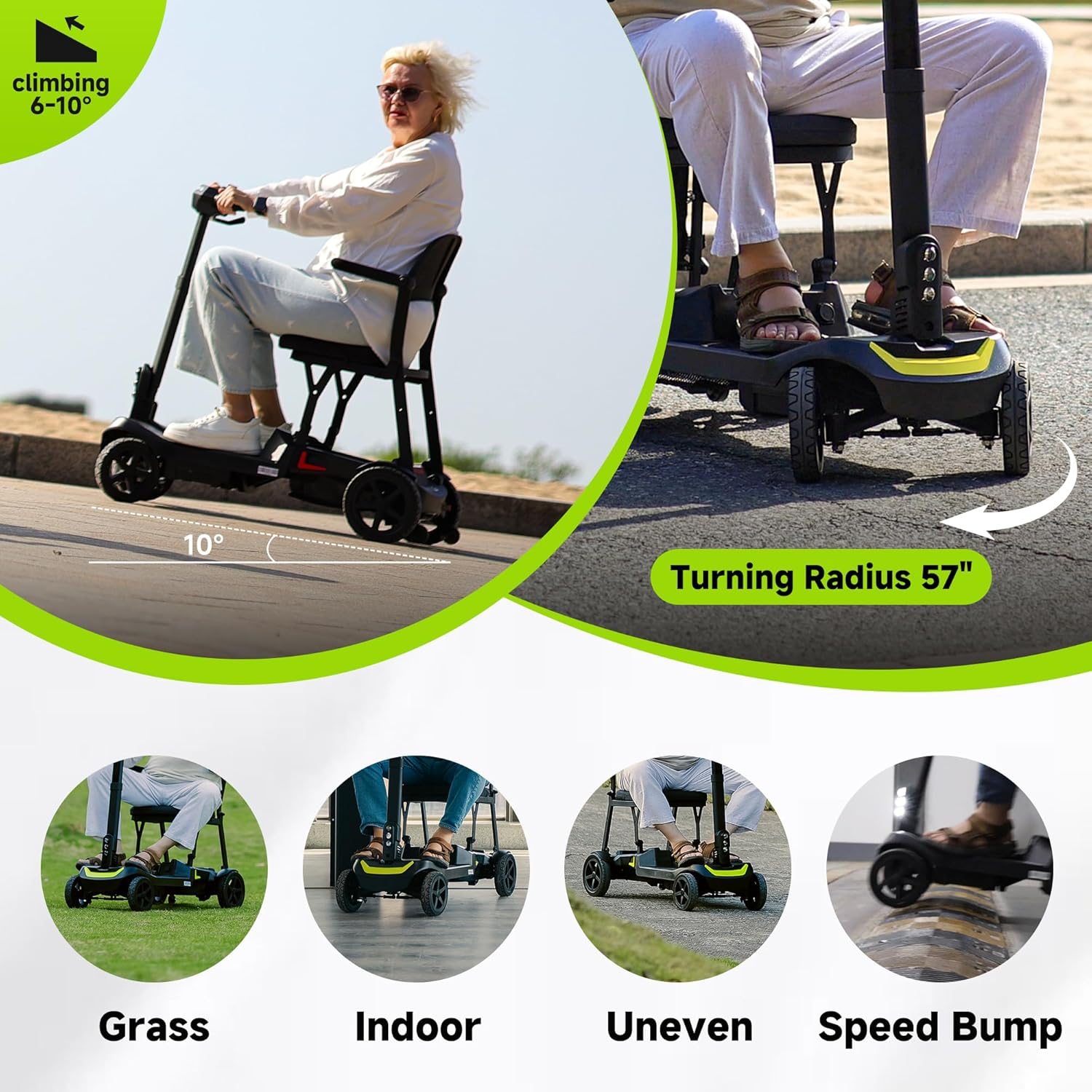 Mobility Scooters for Seniors & Adults, 4 Wheel Lightweight Foldable Mobility Scooter with Dual Removable Batteries, Electric Powered Airline Approved Travel, Long Range, 5 MPH, Black Red