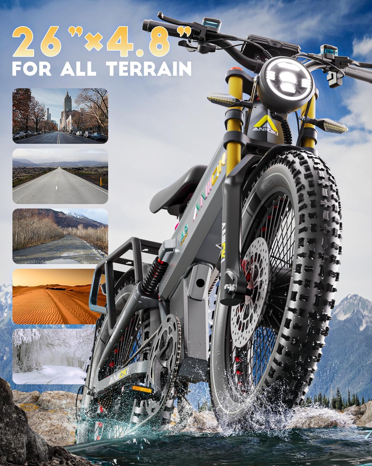 A9 Pro Max Dual Motor Ebike,Electric Bike with 60V 70/80ah Battery,45+ Mph Top Speed, 26 * 4.8" Fat Tire Dirt Bike, 200 Miles Commuting Bike，2025 Upgraded Version