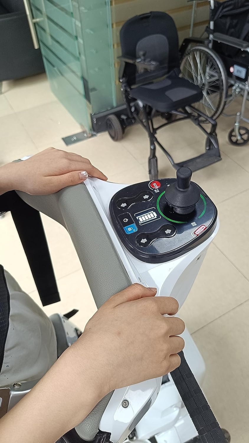 Smart Electric Mobility Scooter. High-tech Rehabilitation Standing Wheelchair Out/Indoor Wheelchair for Disabled. White