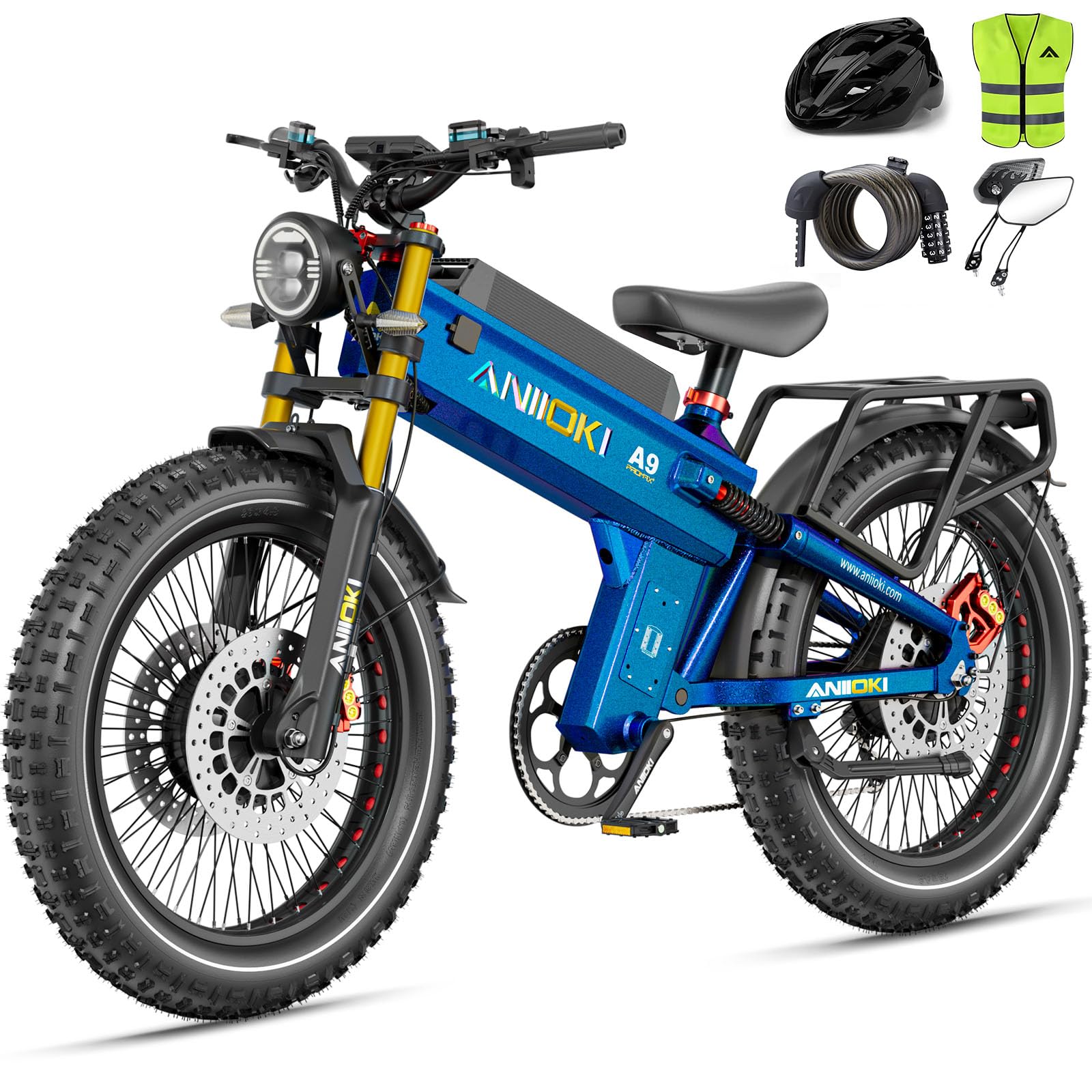 A9 Pro Max Dual Motor Ebike,Electric Bike with 60V 70/80ah Battery,45+ Mph Top Speed, 26 * 4.8" Fat Tire Dirt Bike, 200 Miles Commuting Bike，2025 Upgraded Version