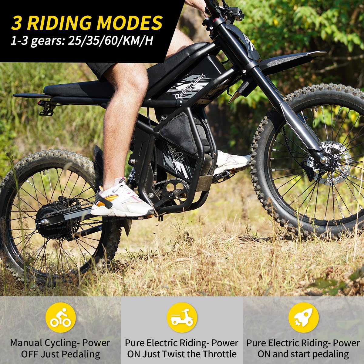 GT73 Pro/ GT73/ GT73 Mini - Electric Dirt Bike for Adults/Teens - 3000W/ 2500W Motor - 50/37 MPH High-Speed, 25"/14'' Fat Tires & Dual Removable Battery, All-Terrain Off-Road eBike for Snow, Sand