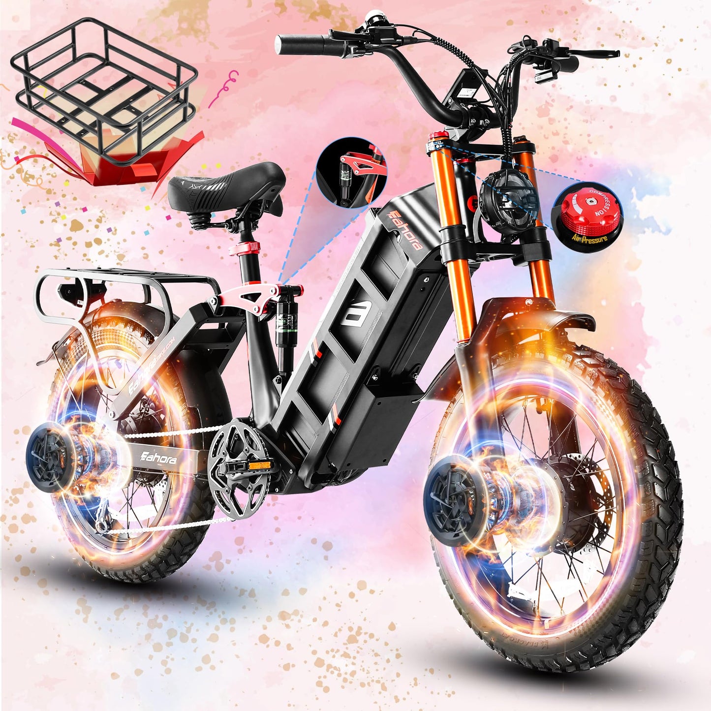 eAhora 2025 Juliet Pro 2/Juliet 2/Juliet Electric Bike for Adults 43Mph Peak 4400W/1700W/1200W Dual Motor Ebike 60V/52V 70Ah/60Ah 200+Miles Long Range Step Thru Full Suspension Electric Bicycle