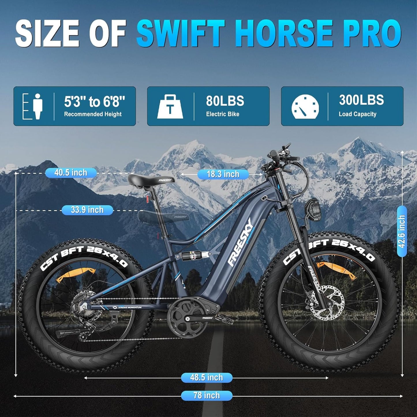 FREESKY 2000W Electric Bike with BAFANG Motor & 48V 30Ah Samsung Cells Battery, 35MPH Max Speed, 120 Miles Range, Full Suspension Mountain Ebike for Adult, 26" Fat Tires, Smart Keys, Hydraulic Brakes