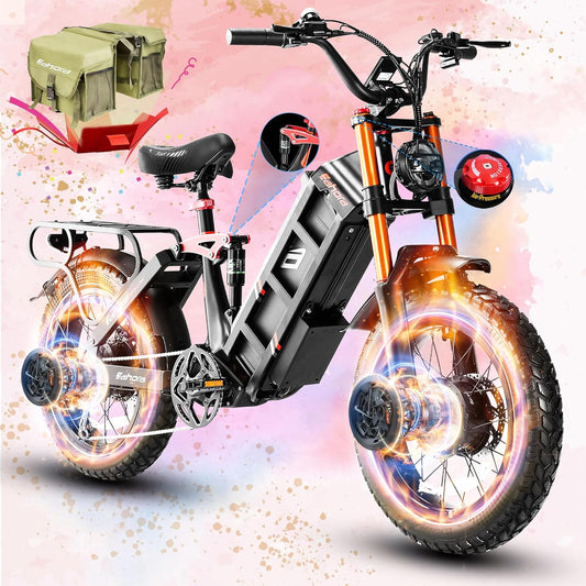eAhora 2025 Juliet Pro 2/Juliet 2/Juliet Electric Bike for Adults 43Mph Peak 4400W/1700W/1200W Dual Motor Ebike 60V/52V 70Ah/60Ah 200+Miles Long Range Step Thru Full Suspension Electric Bicycle
